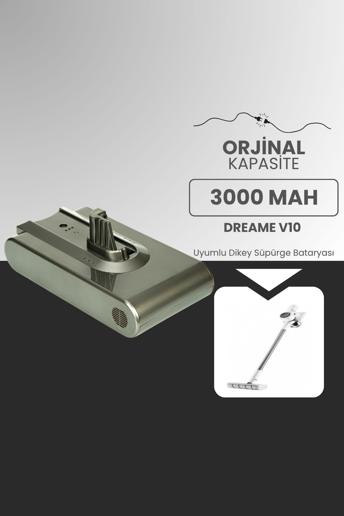 ROBOPİL Dreame V10 Uyumlu Batarya 25.2 V 3000mah Pil Şarjlı Dikey Süpürge Bataryası