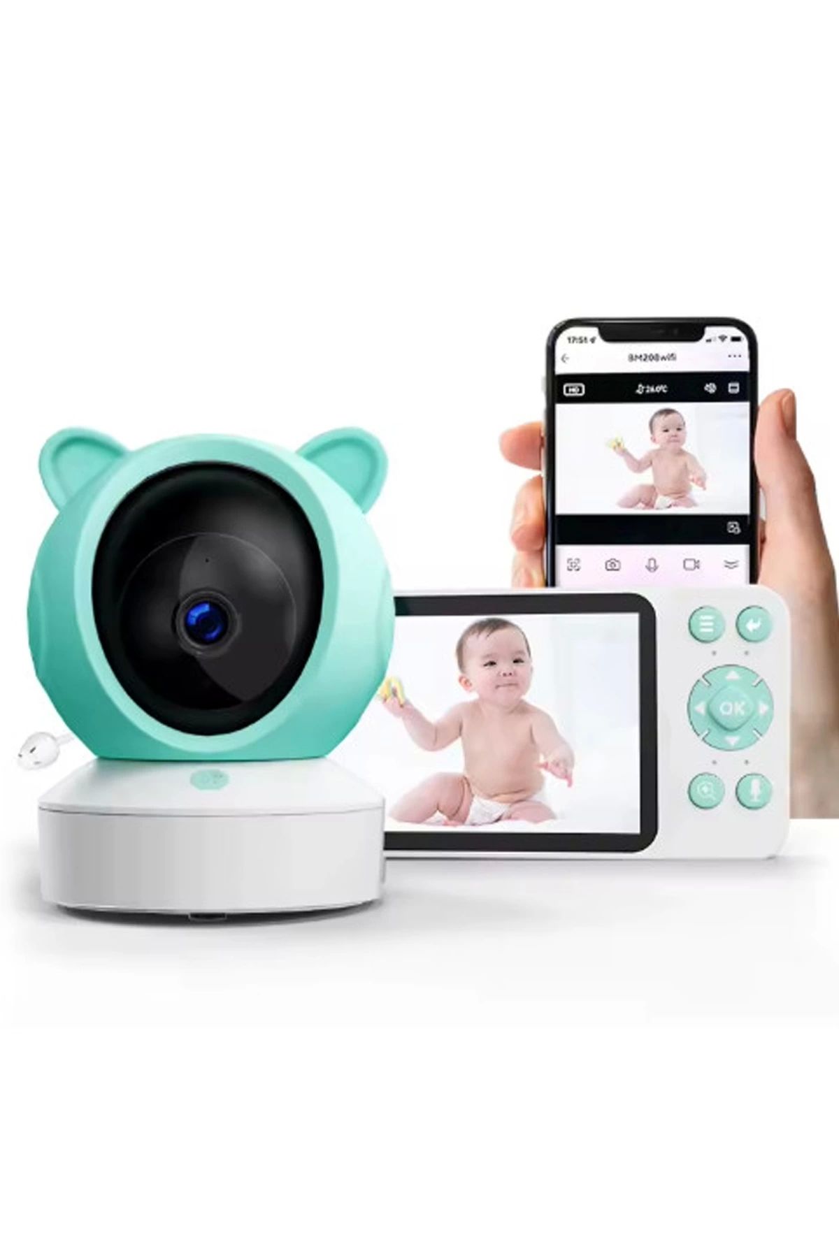 Vothoon 5 Inc Ekran Bebek Kamerası Monitörlü Konuşma Özellikli ışıklı Gece Görüslü Kamera