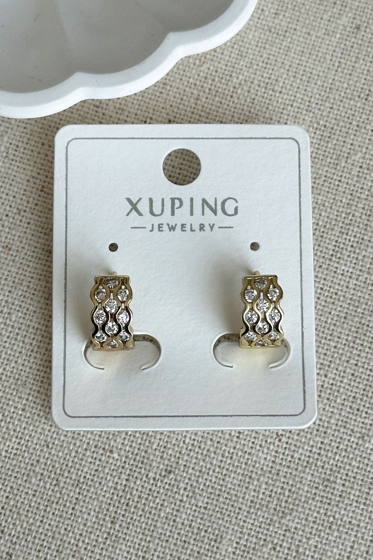 Modacaprea Xuping 14K Taşlı Halka Klipsli Kadın Küpe – Kararmaz | Kadın Takı Xuping Küpe