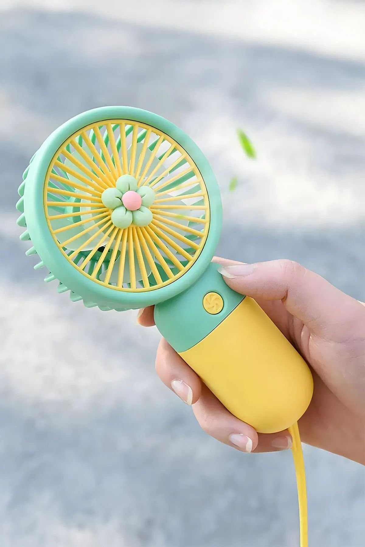 KAZEMTECH Şarjlı Masa Ve El Fanı Üflemeli Taşınabilir Şarj Edilebilir Mini El Fan Tek Kademe