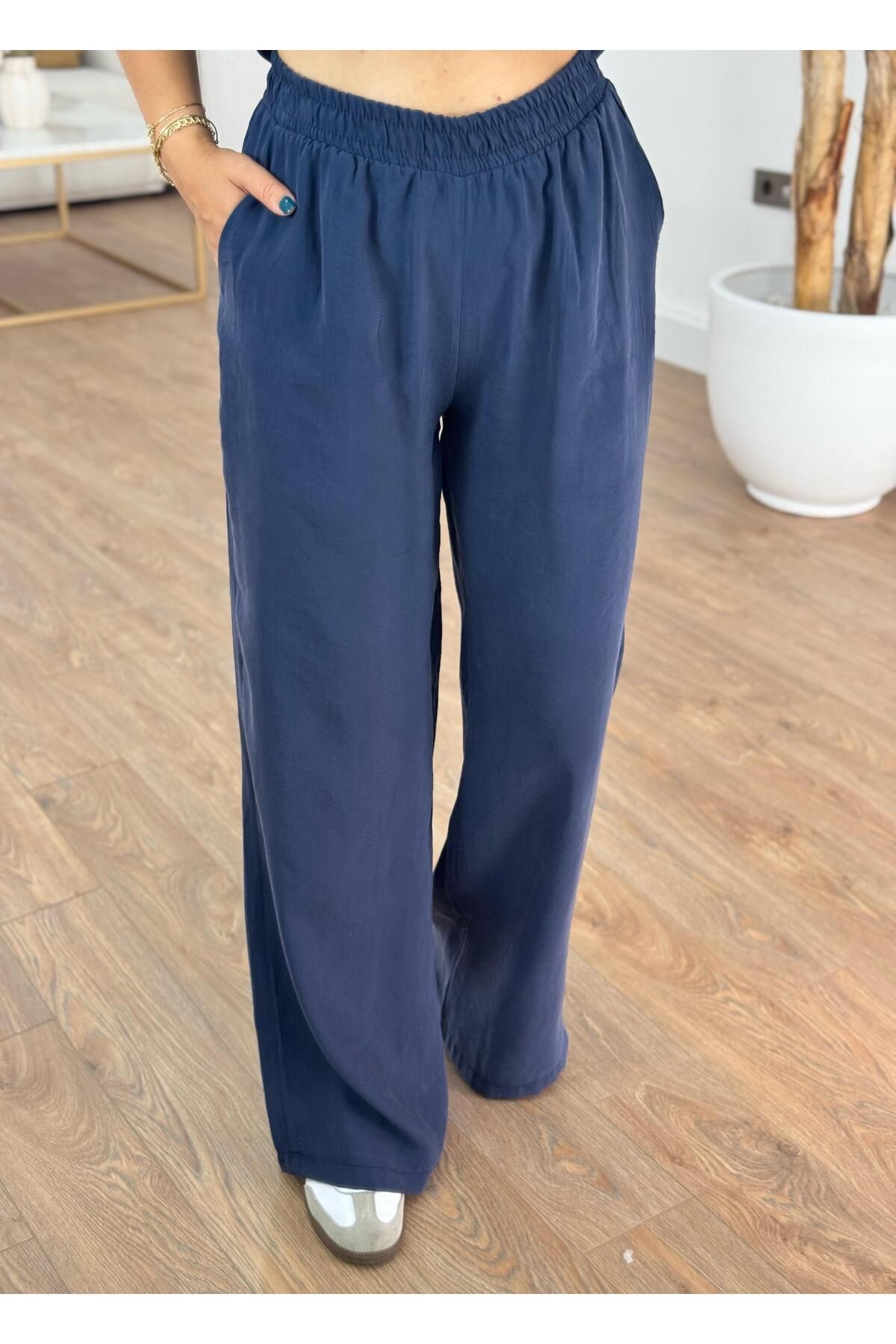 2she Fermuar Detaylı Bluz Pantolon Takım - Lacivert