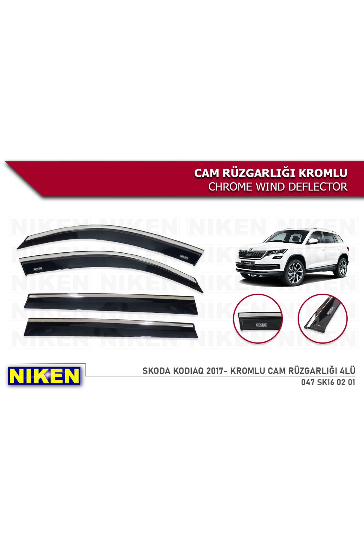 Niken KODIAQ 2022 2023 2024 KROMLU CAM RÜZGARLIĞI NİKEN