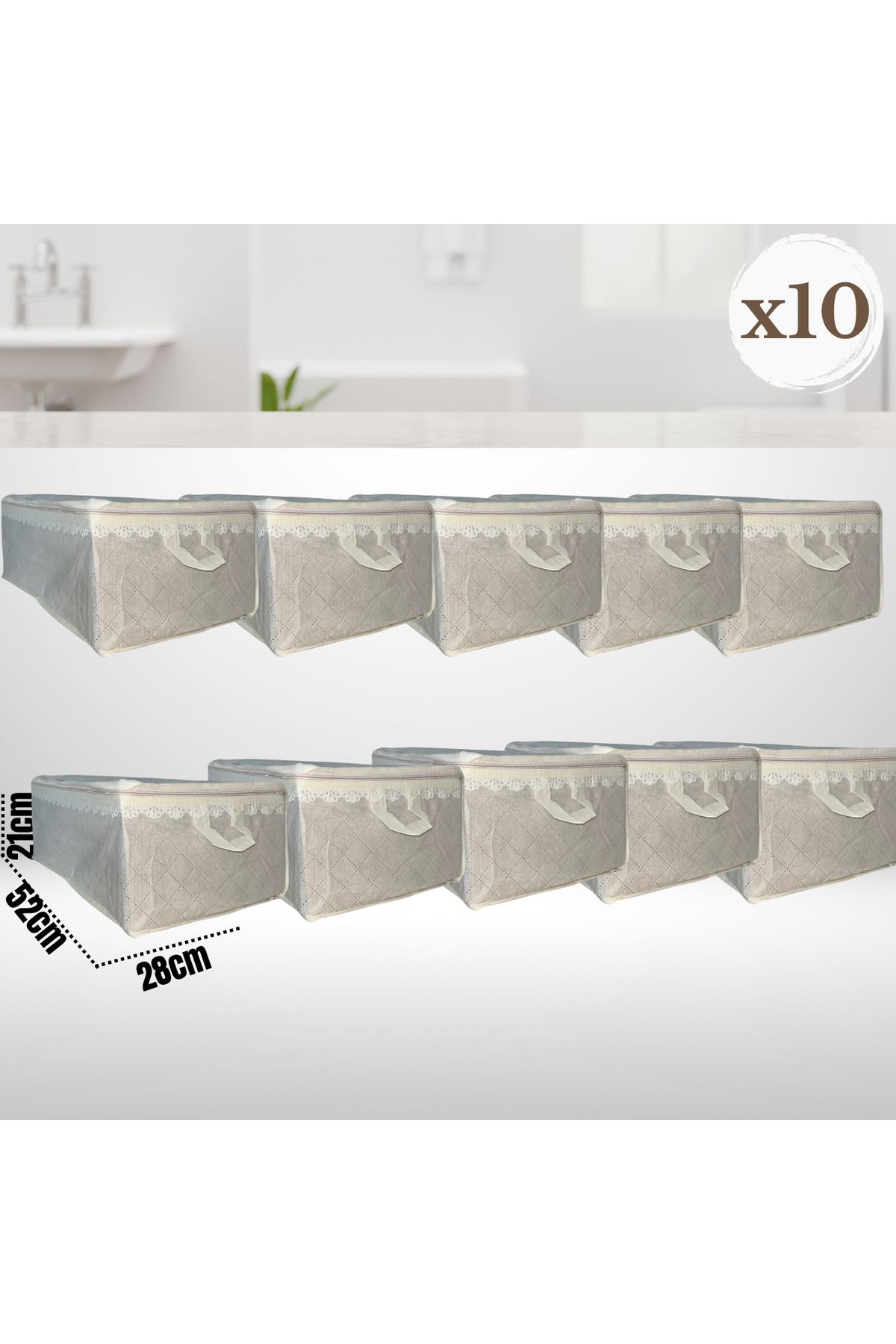 Sertil 10 Adet 52cm x 28cm x 21cm Havlu Hurcu Depolama Düzenleme