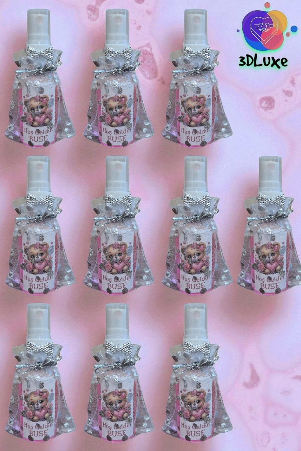 3DLuxeDekor Spray Kolonya Hediyelik/CAM 10 ADET (Bebek, Söz, Nişan, Kına, Düğün, Mevlid)