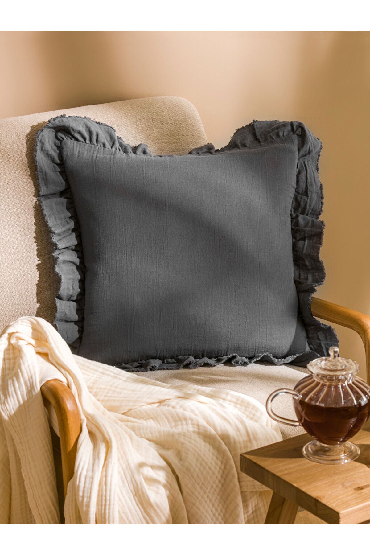LC Waikiki Yeşil 2 Katlı Müslin Kırlent Kılıfı 45x45 cm
