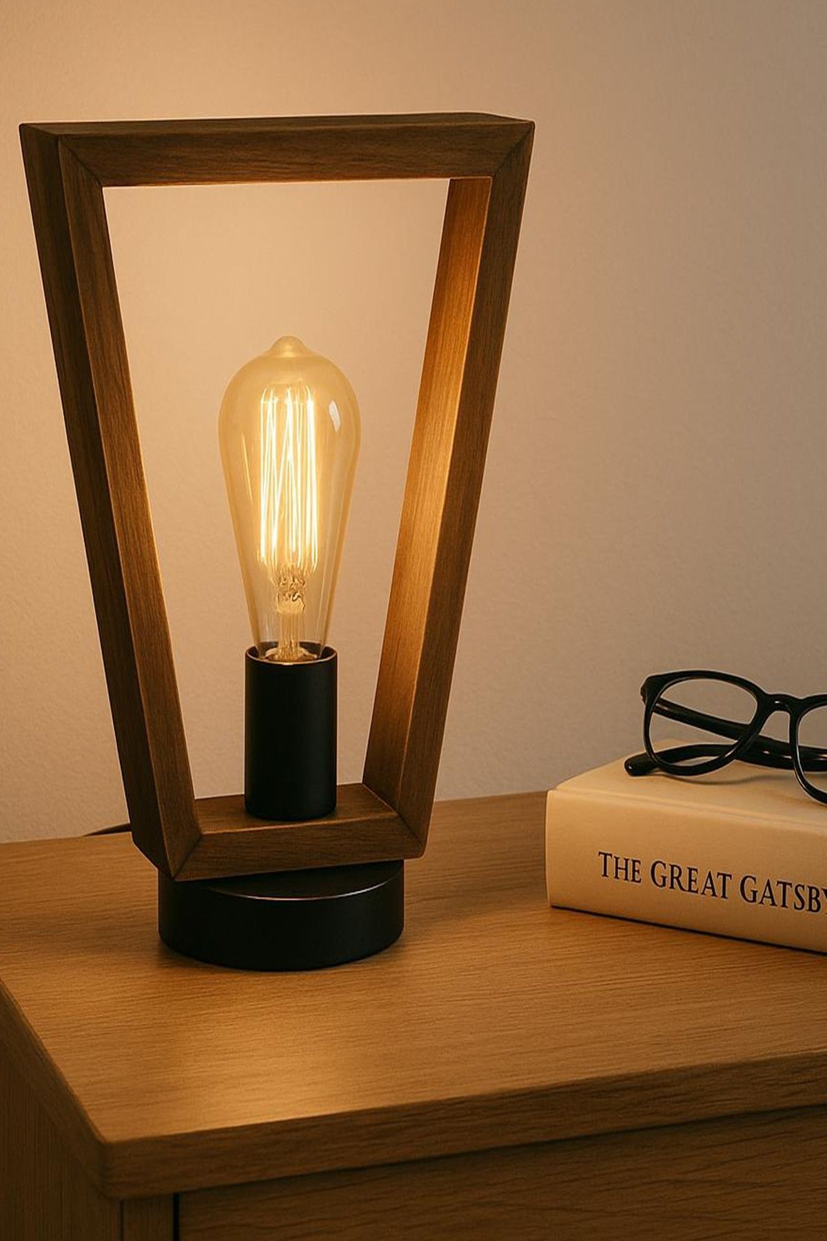 Onouqo Modena Ahşap Tasarım Modern Klasik Rustik Retro Vintage Naturel Eskitme Dekoratif Masa Gece Lambası