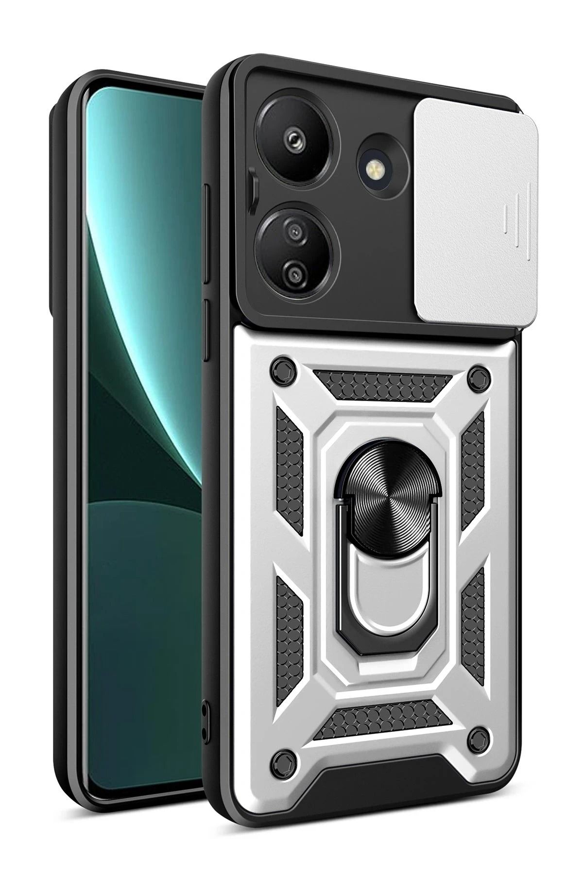 NANOSPACE Xiaomi Redmi 13C Kılıf Pars Lens Yüzüklü Silikon