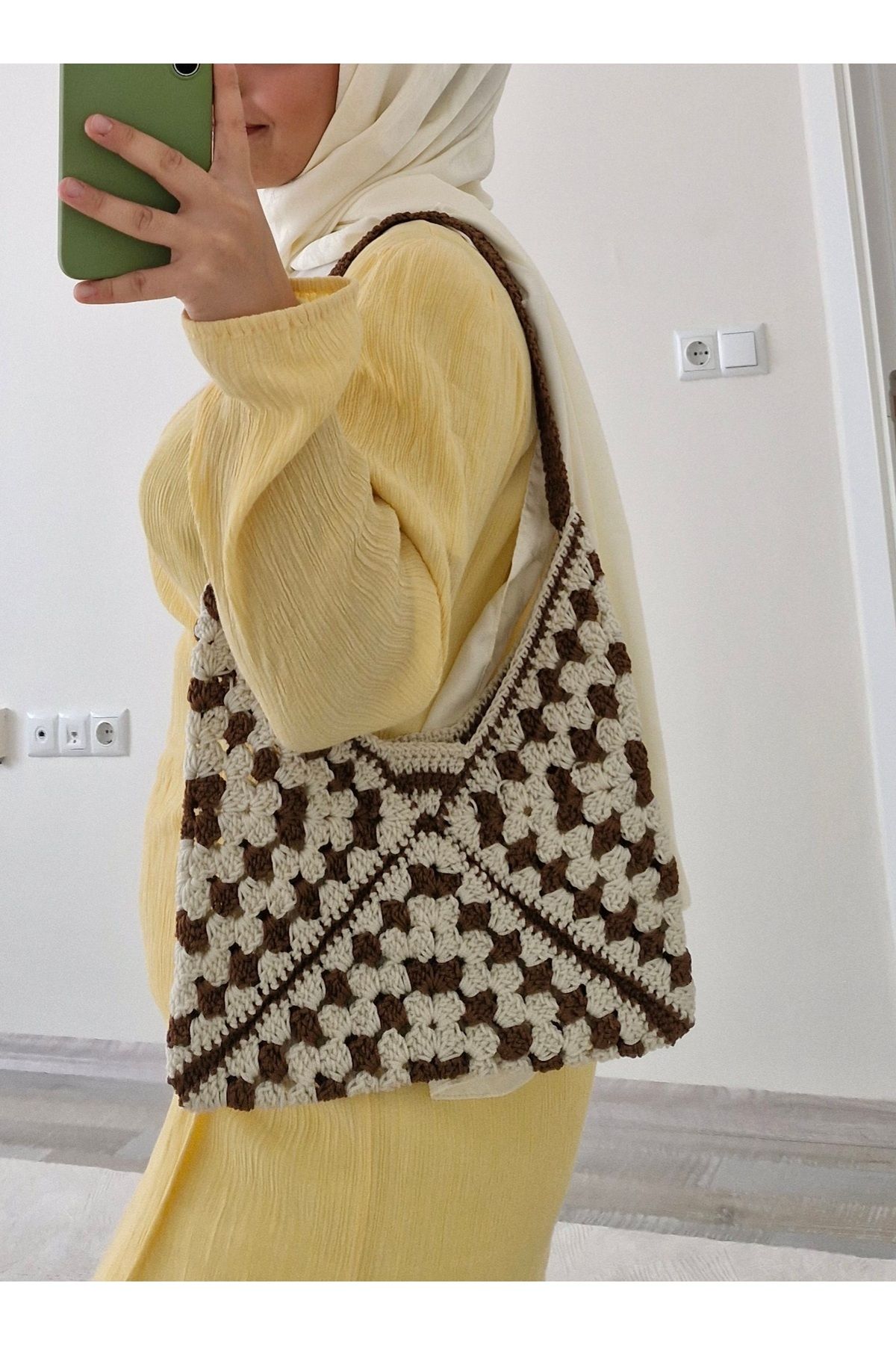 A Y Clothing Şık ve Dayanıklı Makrome Çanta Omuz Tipi El İşi Özel Tasarım