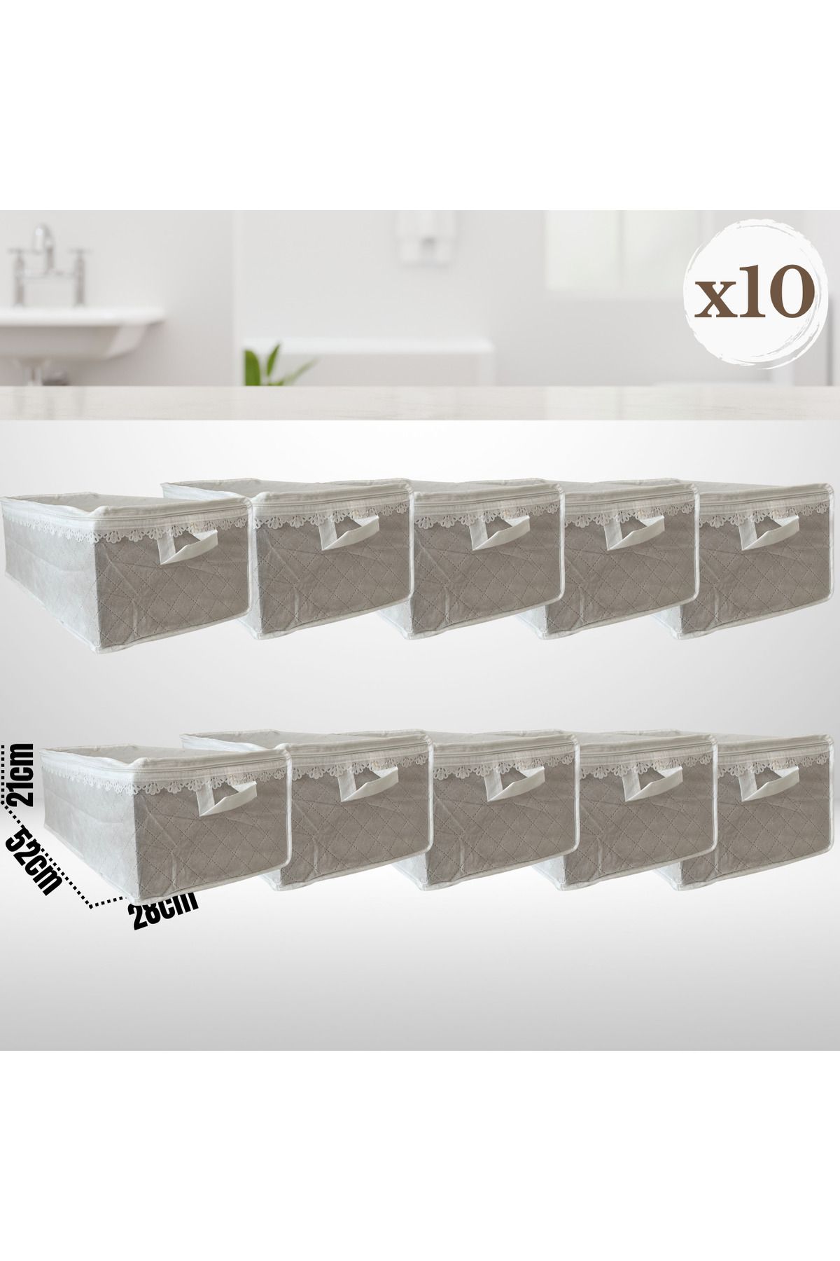 Sertil 10 Adet 52cm x 28cm x 21cm Havlu Hurcu Depolama Düzenleme