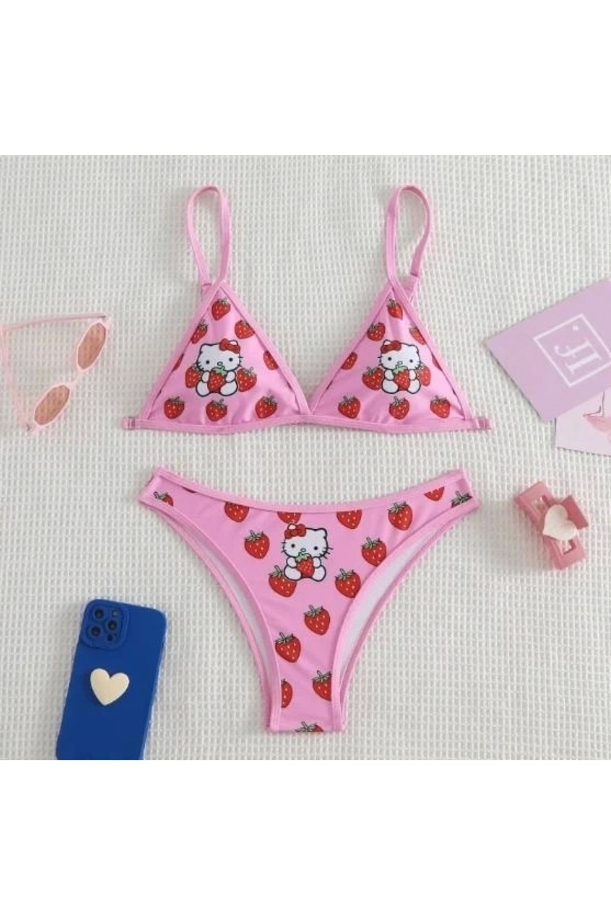 1blood Pembe Çilek Hello Kitty Bikini Takımı