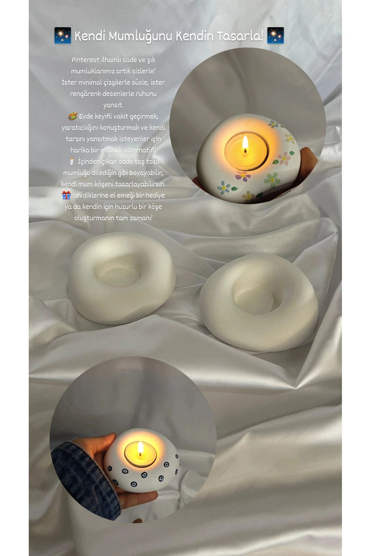 Home ZnCraft Pinterest Tarzı 2’li Mumluk – Boyanabilir & Dekoratif
