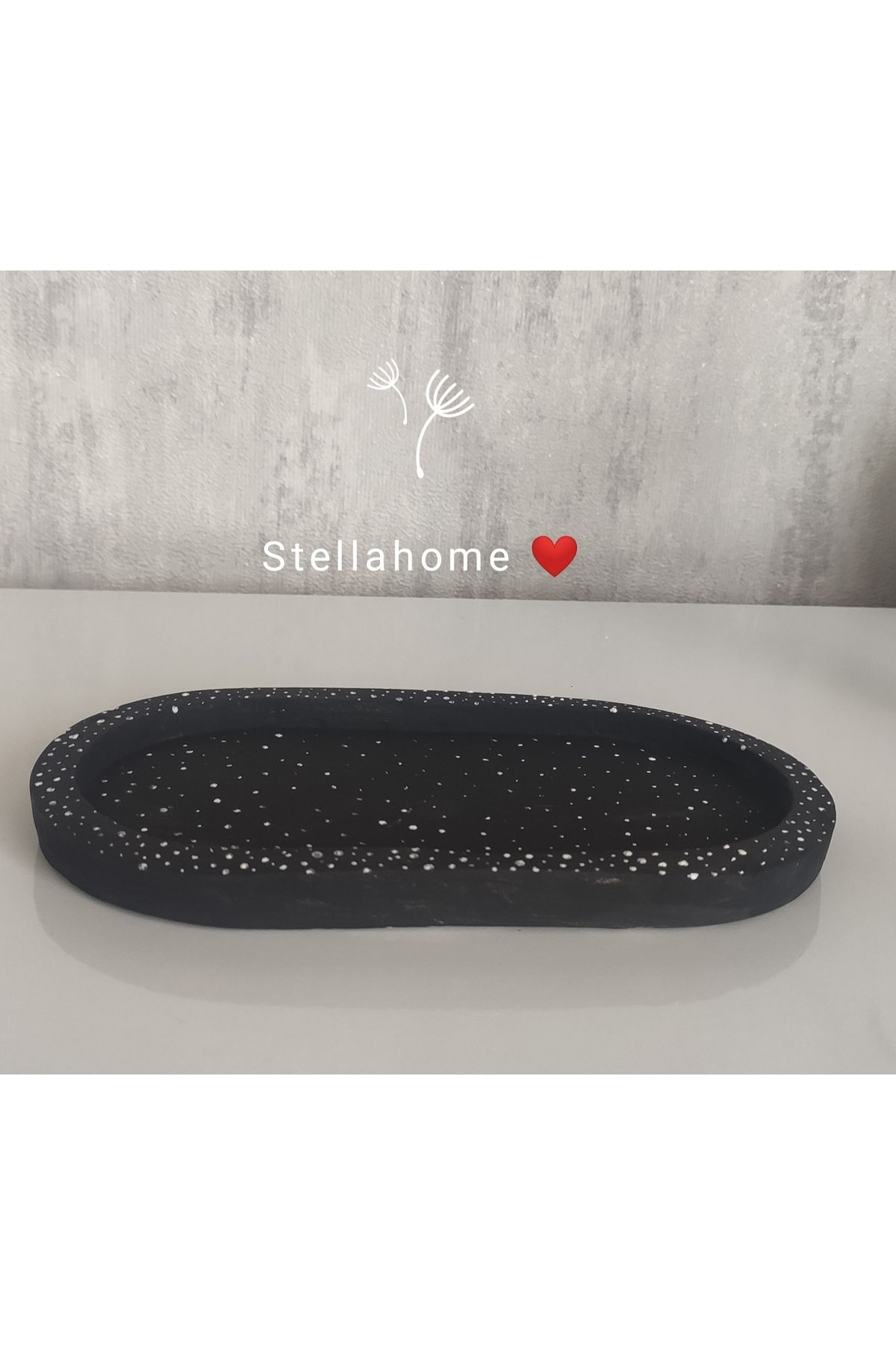 Home Siyah üzeri beyaz benek detaylı taş stant dekor düzenleme altlık çok amaçlı dizayn etme organizer