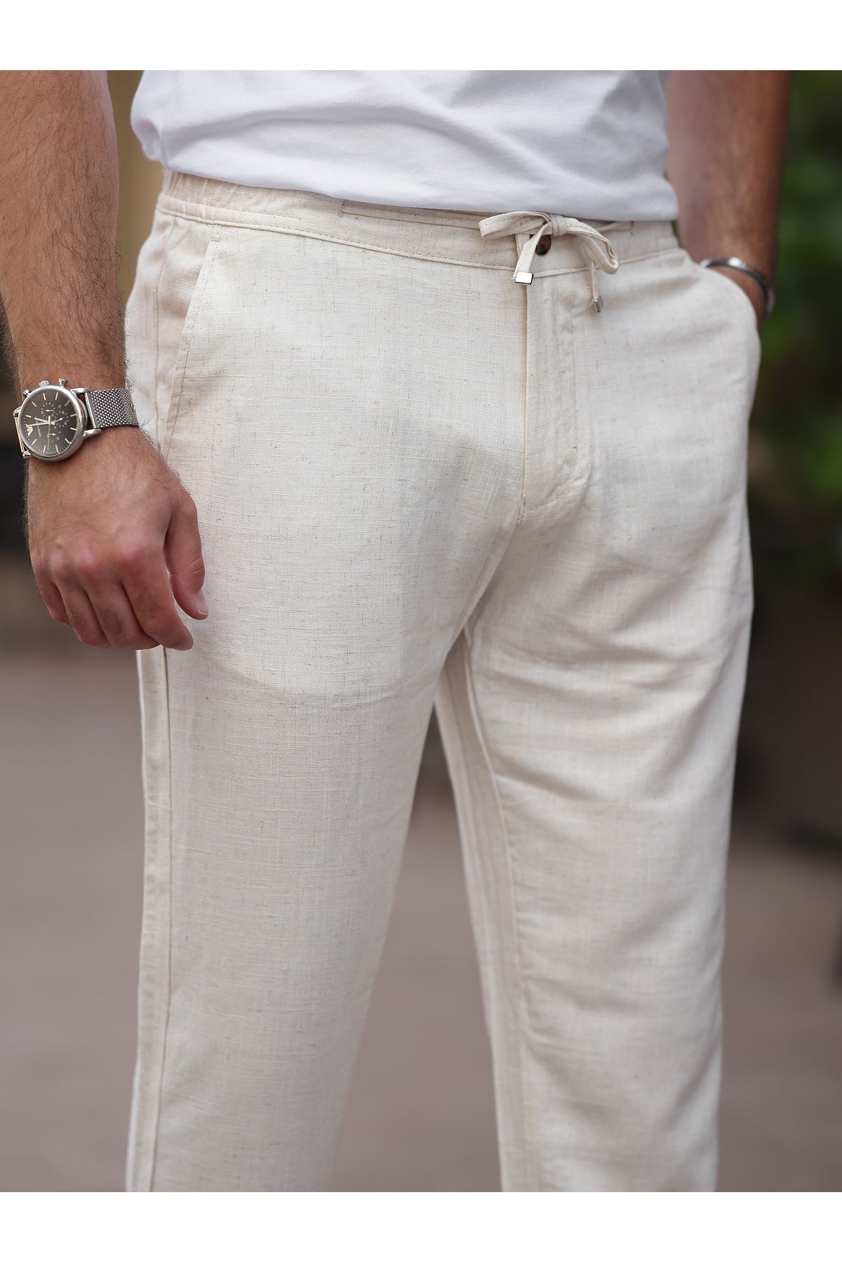BASEL.CO Yazlık İnce Keten Jogger Pantolon