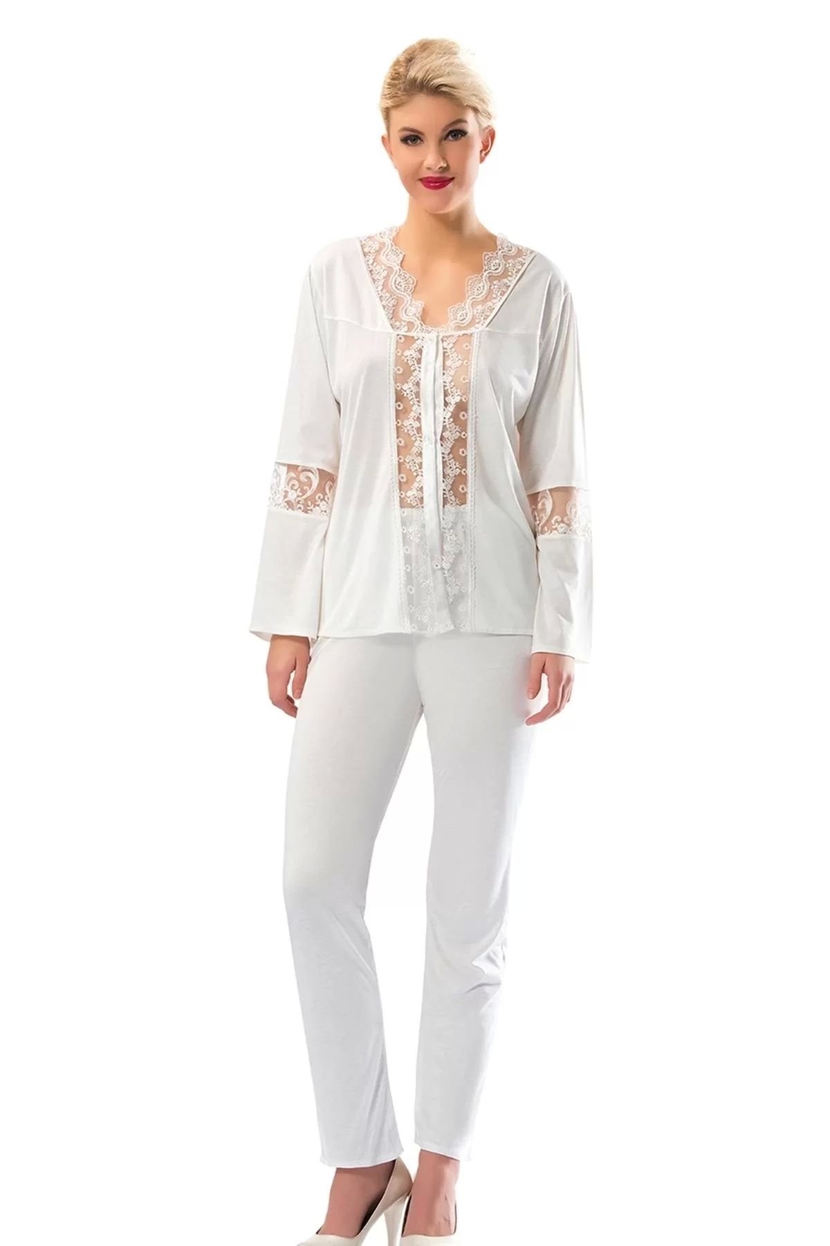 shopwave Ekru Penye Pijama Takımı - 1571