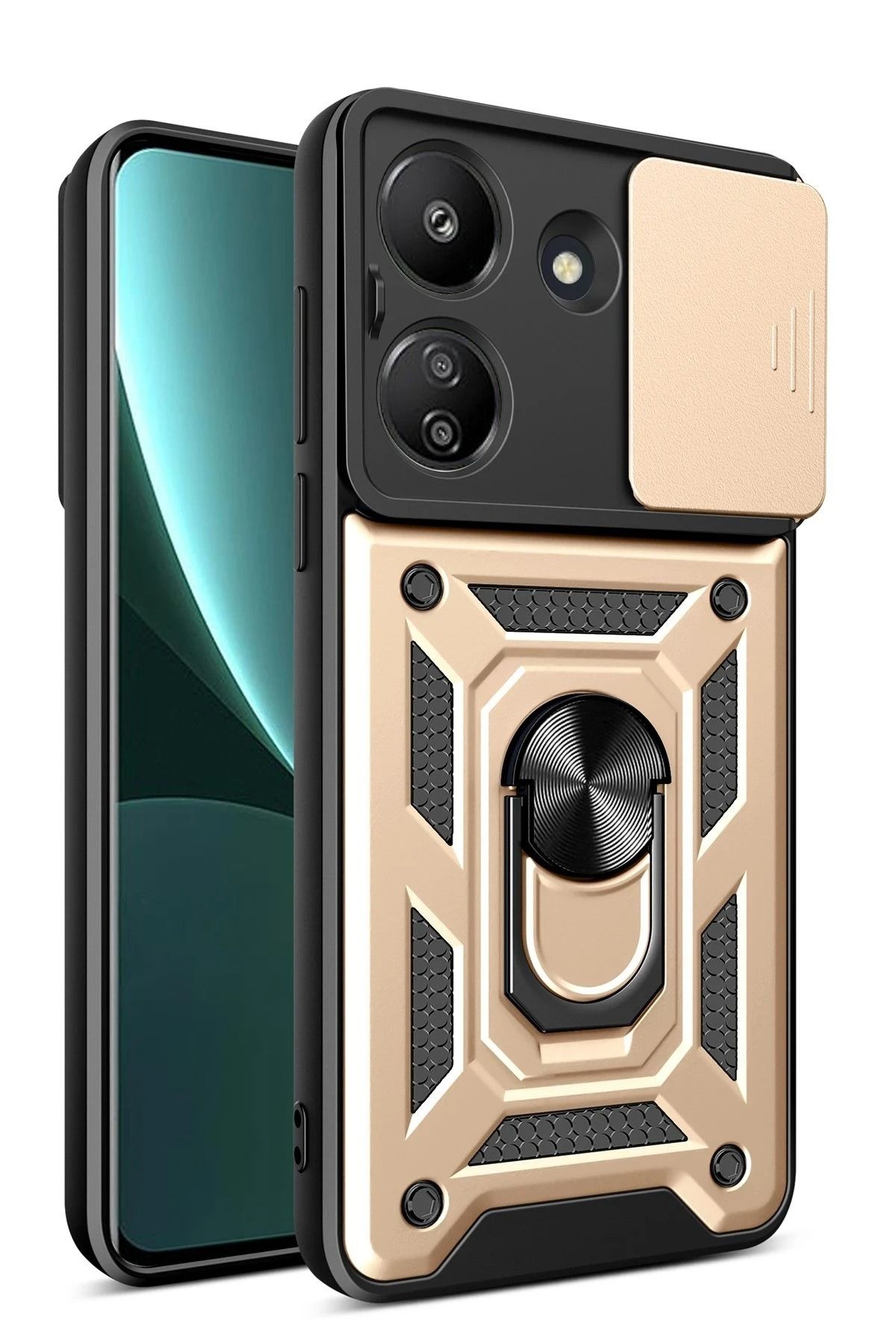 NANOSPACE Xiaomi Redmi 13C Kılıf Pars Lens Yüzüklü Silikon