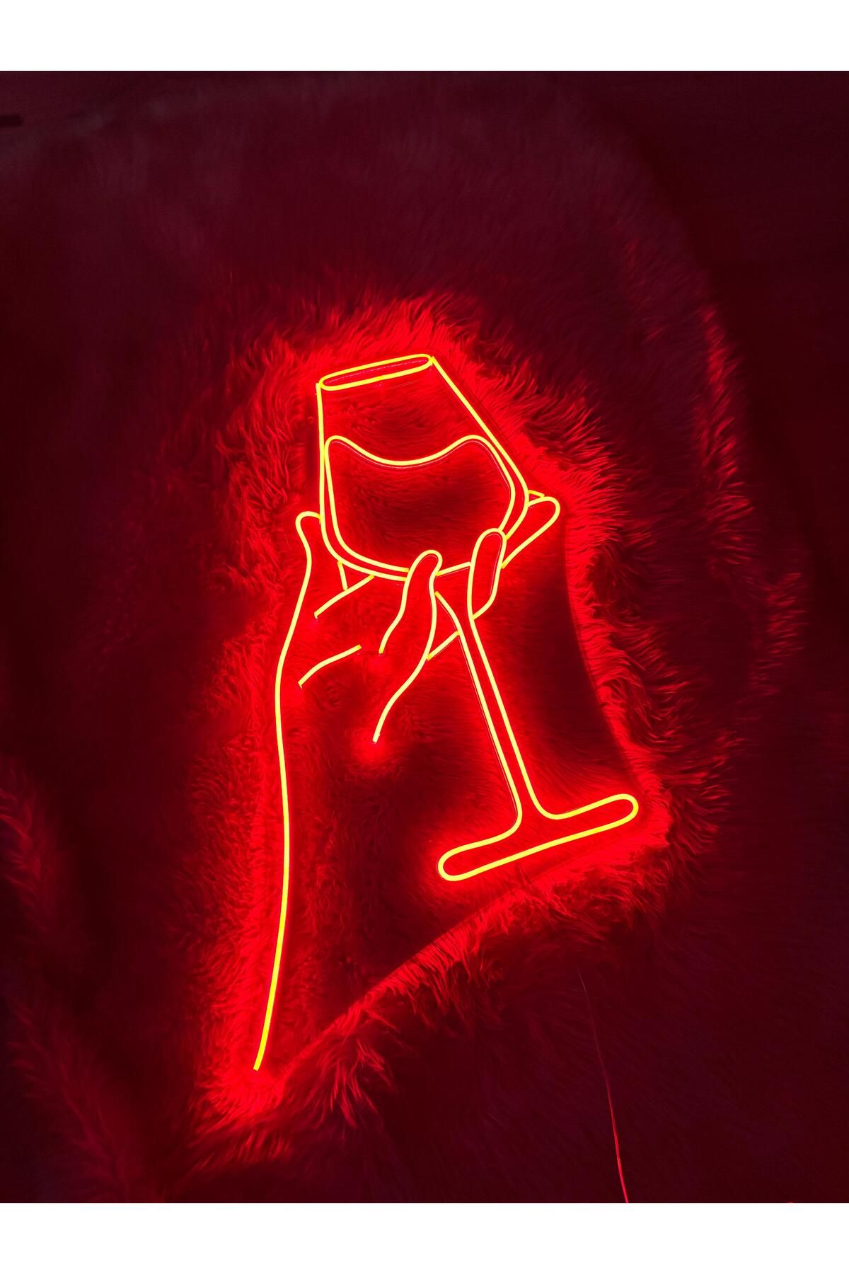 dekoraven Şarap Kadehi Neon Led Tabela Yazı