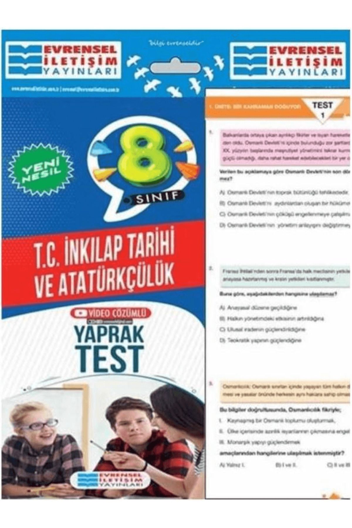 Evrensel İletişim Yayınları 8. Sınıf T.C. İnkılap Tarihi ve Atatürkçülük Yeni Nesil Video Çözümlü Yaprak Test