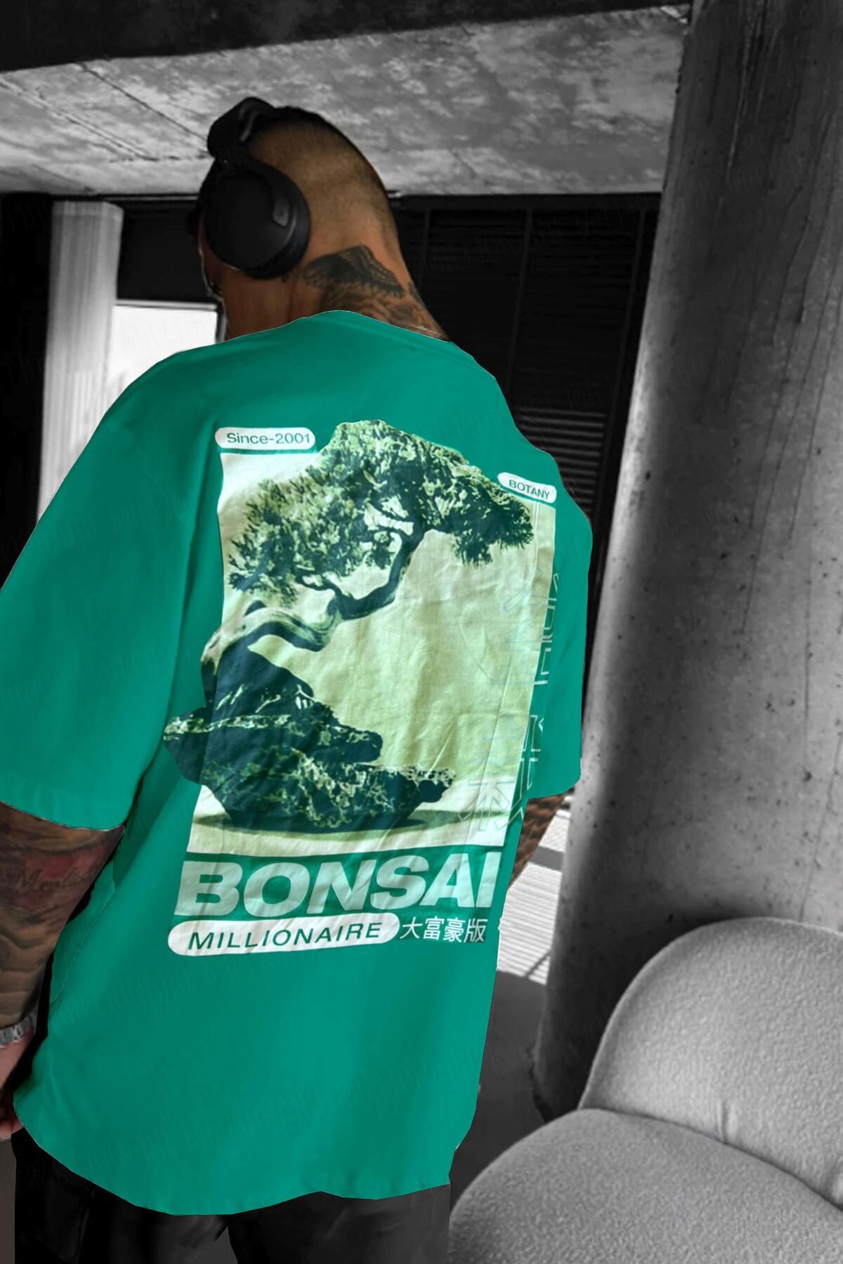 Teenage Millionaire Erkek Bntn Yeşil Bonsai Oversize Fit Bol Geniş Kalıp Salaş Kesim T-shirt