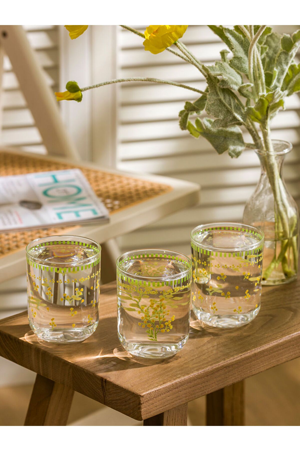LC Waikiki Sari Baskılı Cam Bardak 3'lü 350 ml