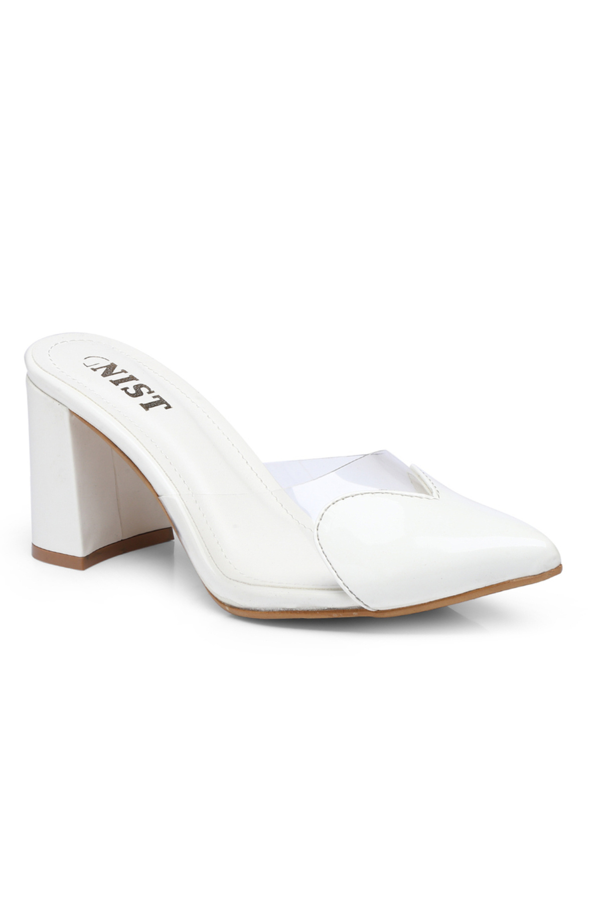 GNIST By Styli-Plain Pointed Toe Block Heel Mules 2