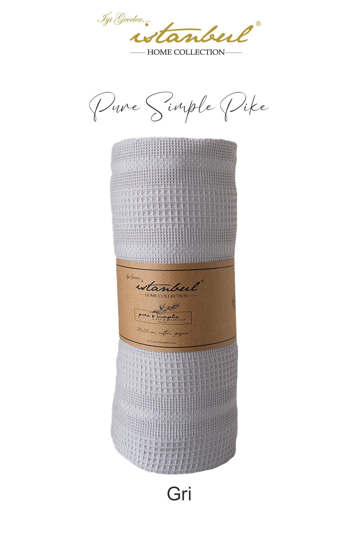 İyi Geceler İstanbul %100 Pamuklu Pure Simple Çift Kişilik Pike 210x235 cm