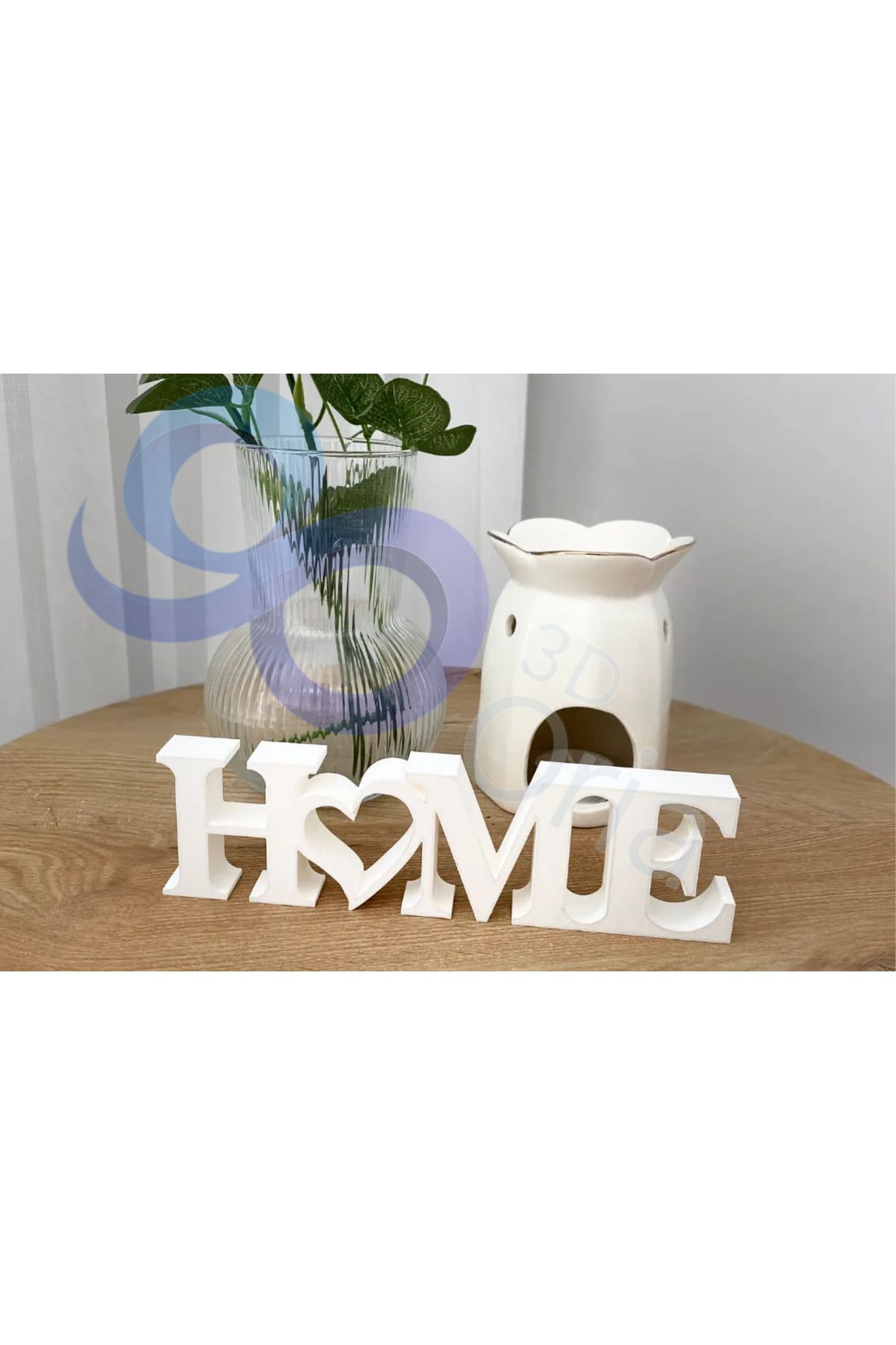 3DOria Home Yazılı Dekoratif Biblo Masaüstü Dekor - Beyaz 19 Cm X 6 Cm.