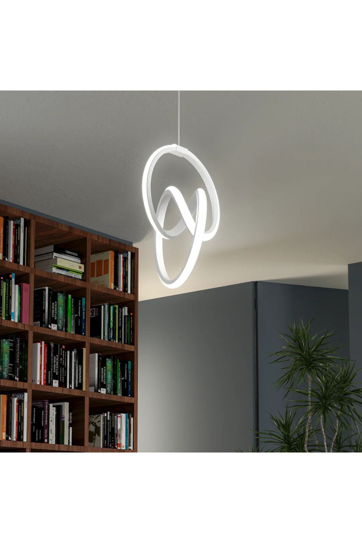 durulight Trendy Beyaz Modern Ultra Beyaz Ledli Sarkık Ledli Avize