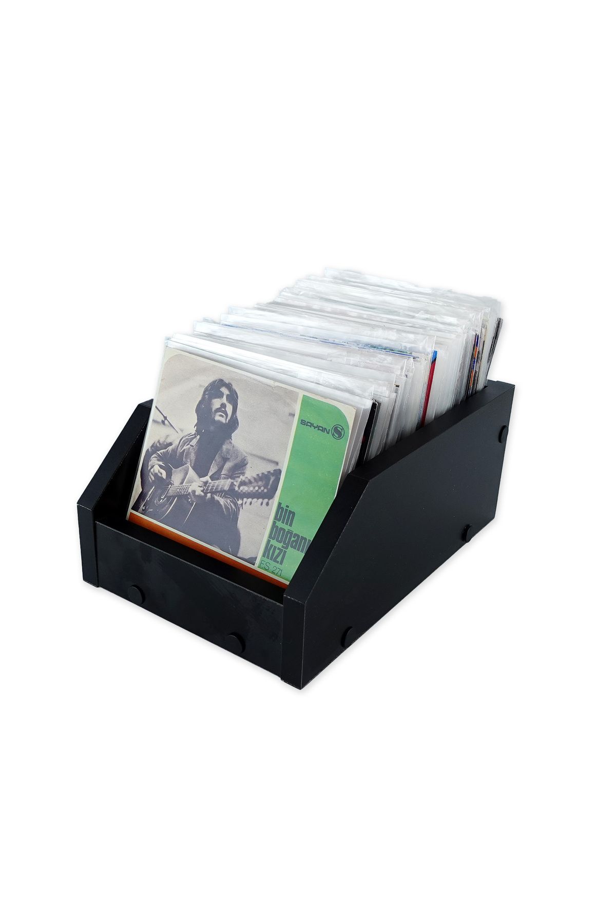 Çıtırtılı Sesler Ahşap 7" Plak Kasası (Siyah)