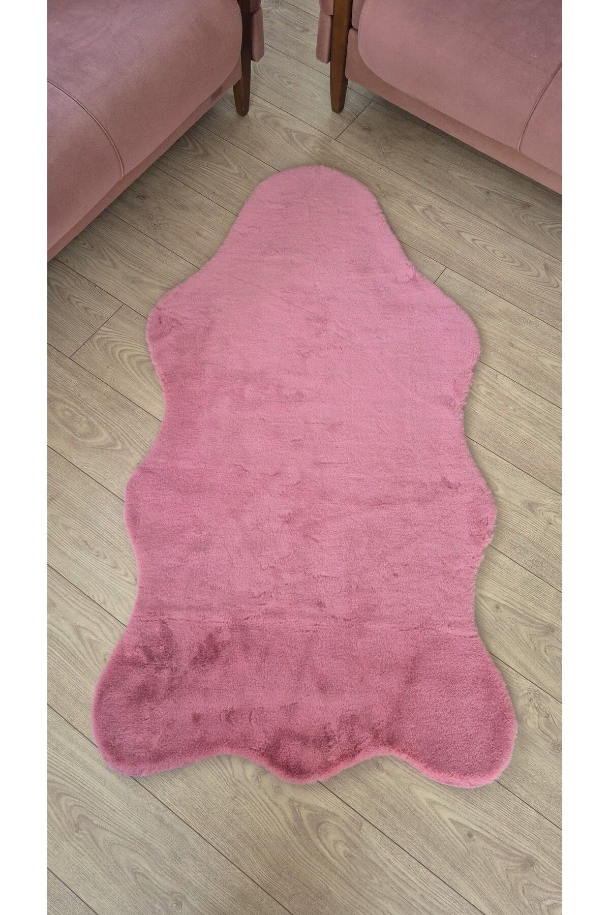 Saray Life Tavşan Tüyü Peluş Süet Tabanlı Post Pembe Renk Ultra Yumuşak Post Yıkanabilir Halı