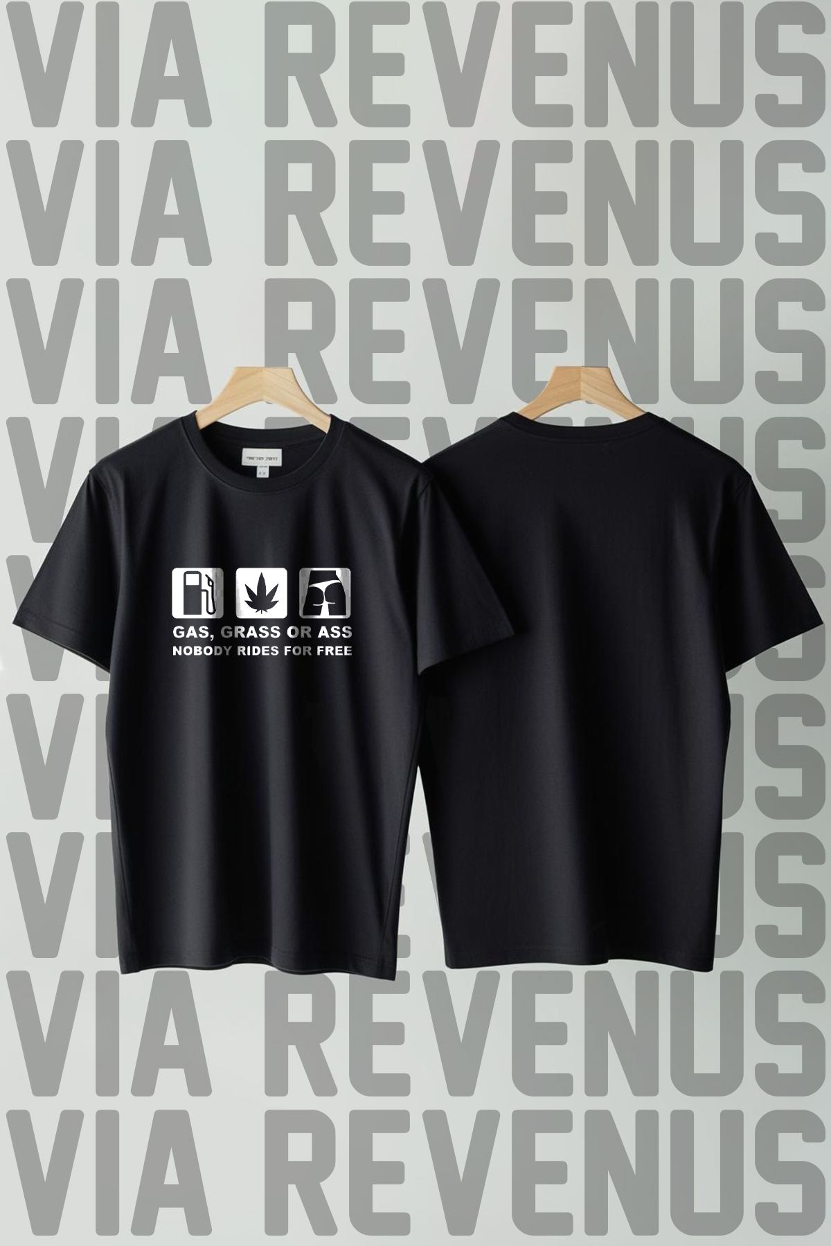 Vordevia Nobody Rides For Free Baskılı Bisiklet Yaka Geniş Kalıp Unisex Tshirt