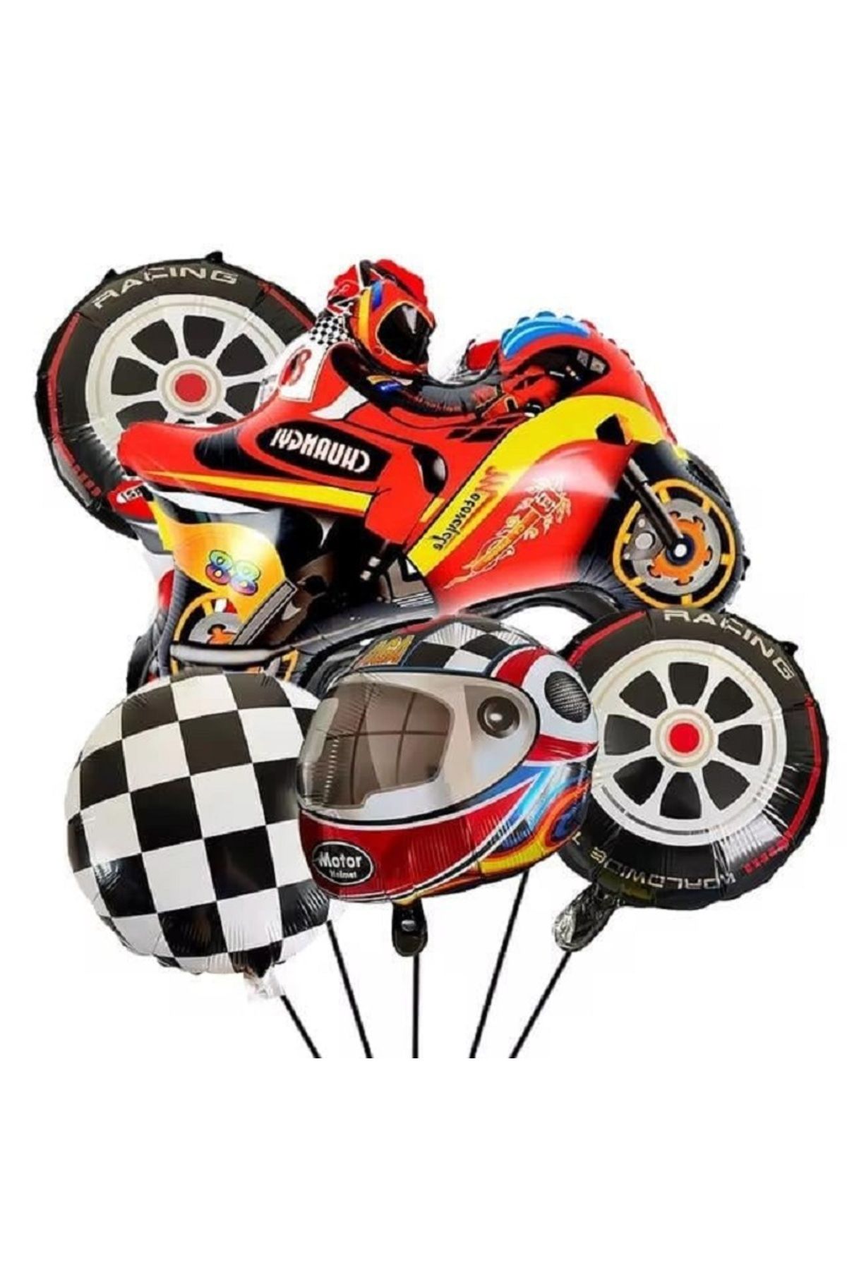 turkuaz parti 5'Lİ MOTORSİKLET FOLYO BALON SETİ MOTORBİKE SET,MOTOR BALON SETİ