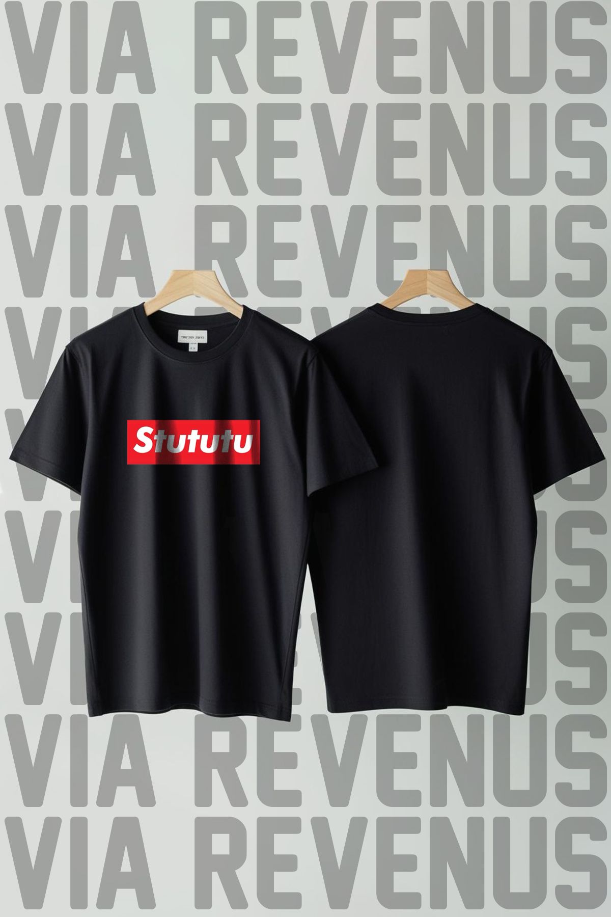 Vordevia Stututu / Turbo Baskılı Bisiklet Yaka Geniş Kalıp Unisex Tshirt