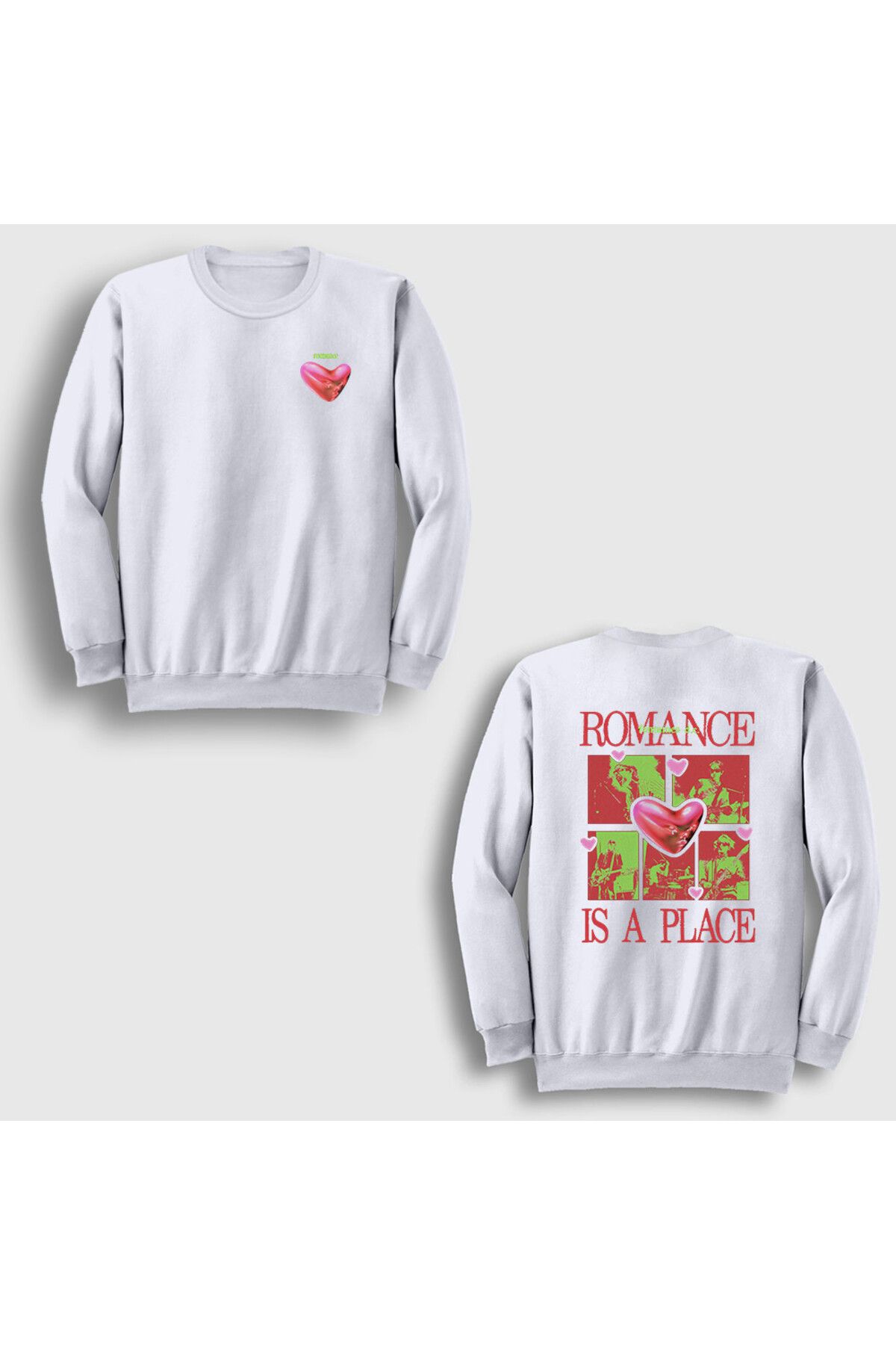 Presmono Unisex Beyaz Romance Is A Place Fontaines Dc Sırt Baskılı Sweatshirt 552278tt