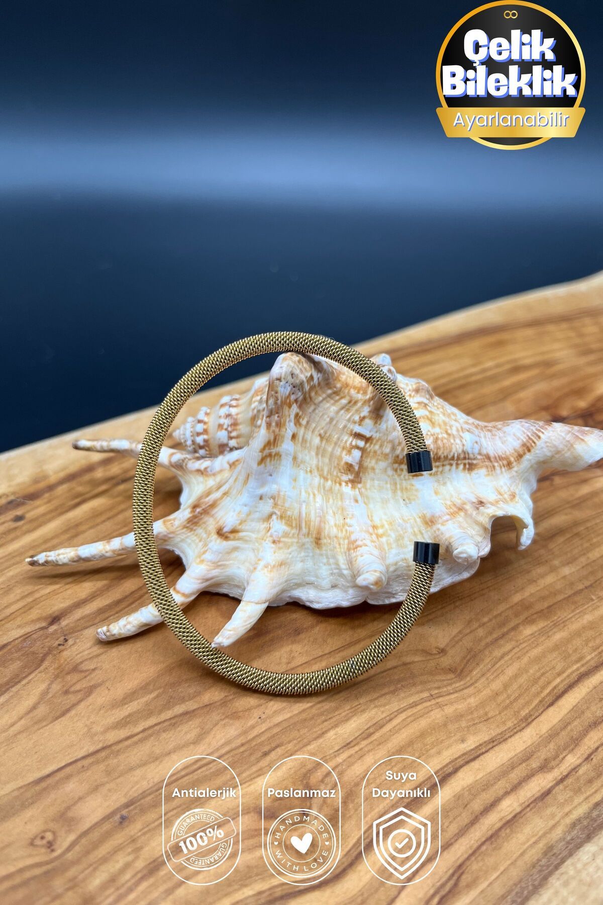 Balzamin Design Mesh Gold – Unisex Ayarlanabilir Çelik Hasır Bileklik