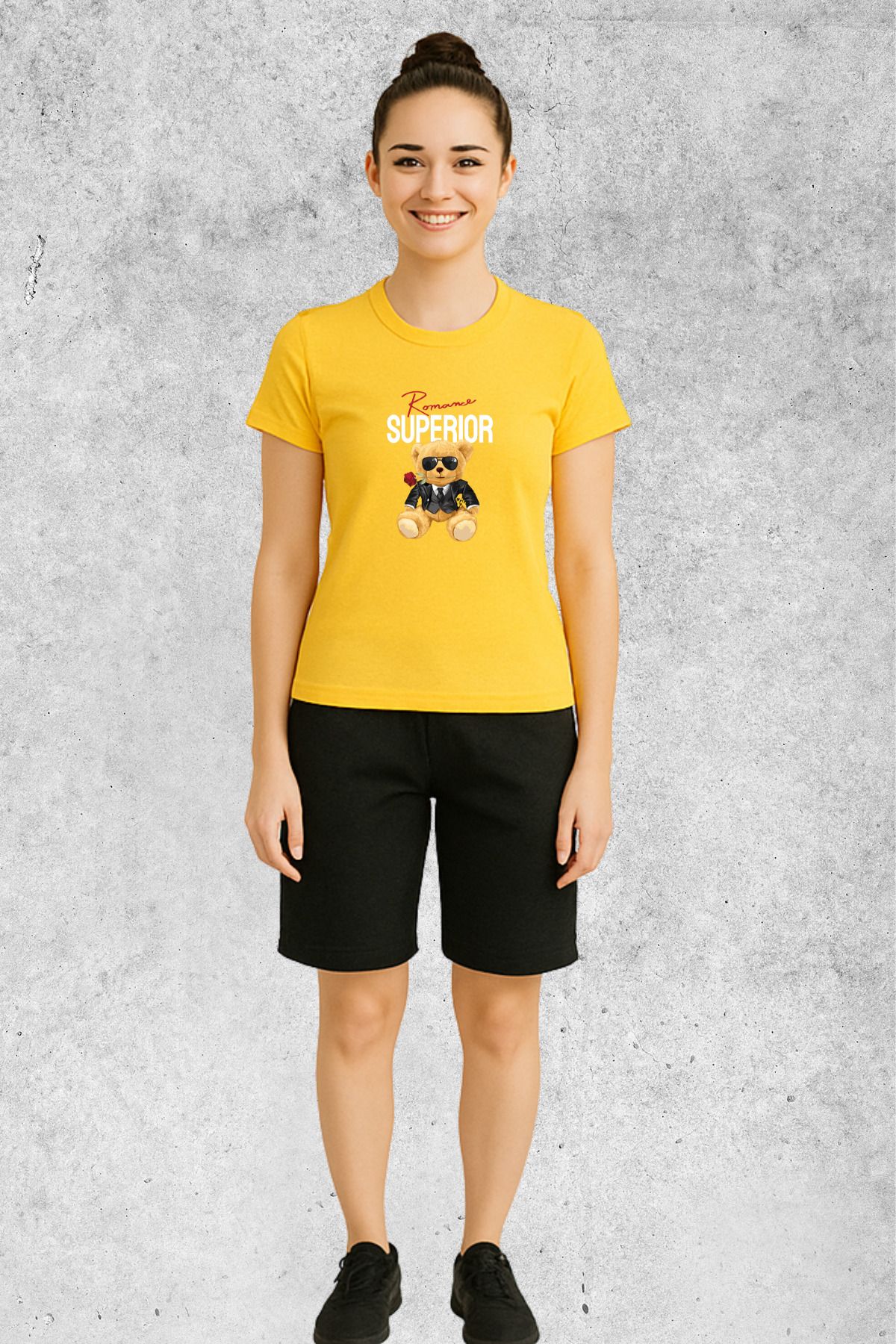 MOLICO BASİC unisex sıfır yaka kısa kollu TEDDY AYICIK baskılı TSHİRT
