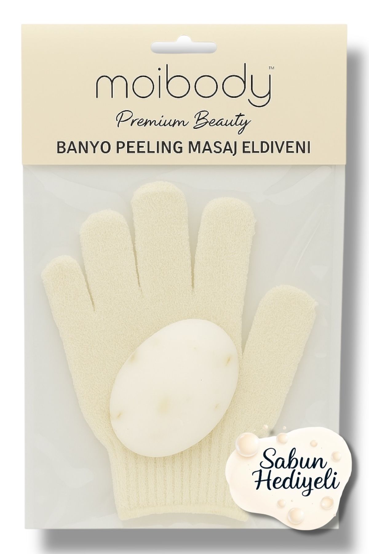 Moibody Banyo Peeling Masaj Eldiveni + Doğal Sabun – Ölü Deri Temizleyici, Yumuşak Cilt için