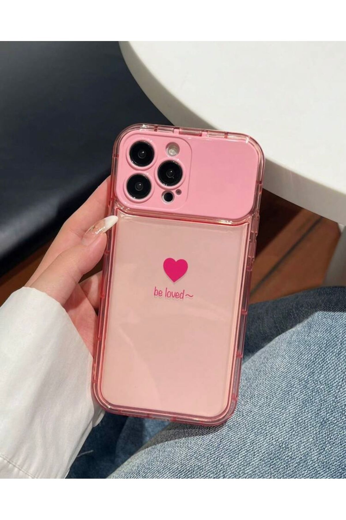 MirazTasarim IPHONE 14 PRO MAX KAMERA AYNALI KAPAKLI PEMBE DESENLİ KILIF2