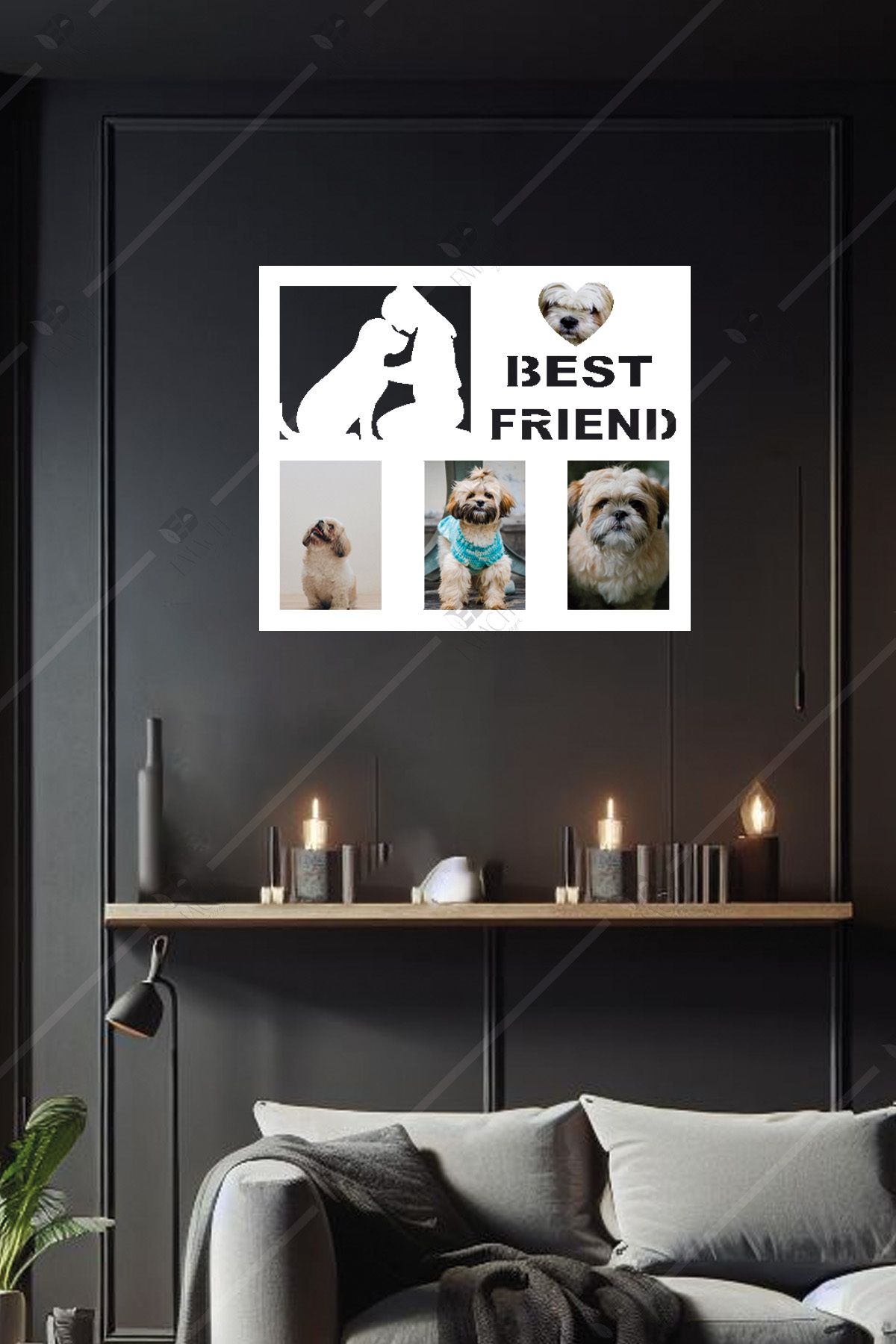Emach Dizayn Köpek Albümü Ahşap Duvar Dekoru
