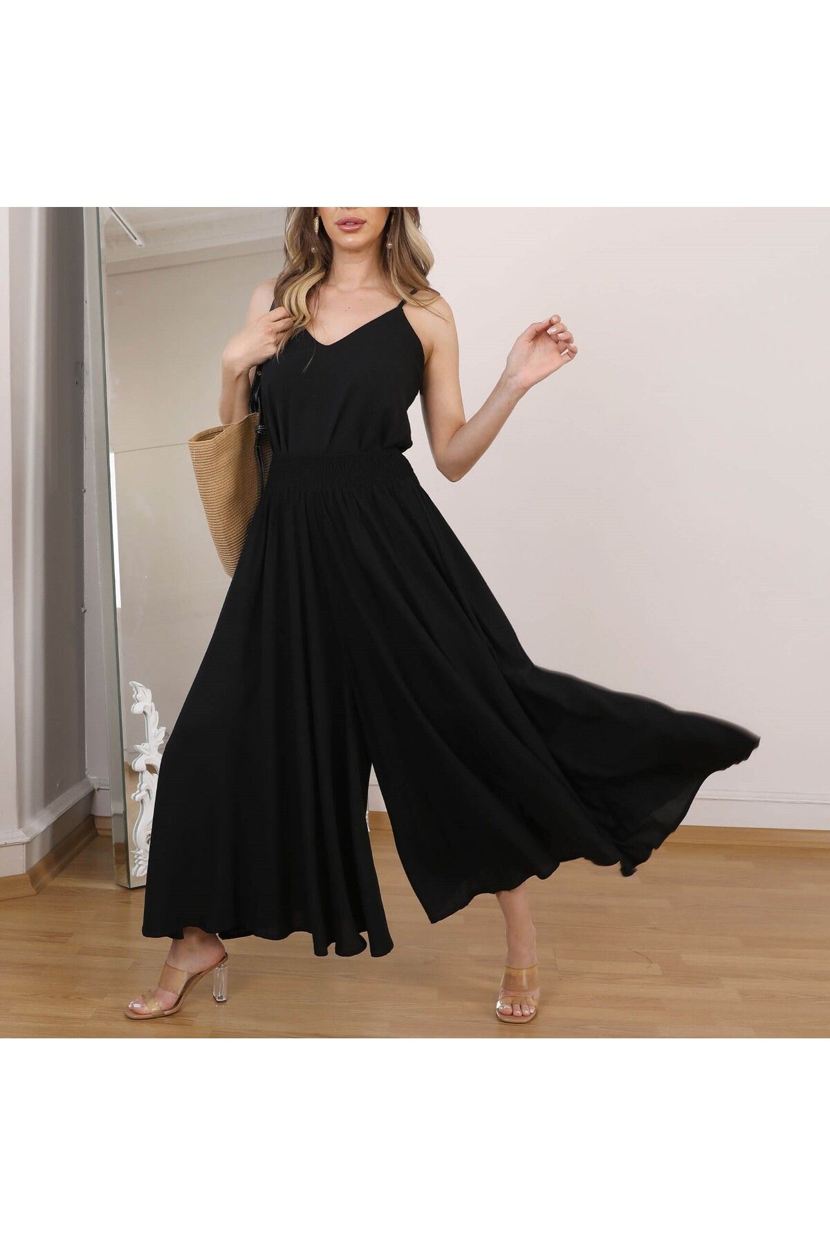 Lavanta Tekstil Beli Lastikli Pantolon Etek