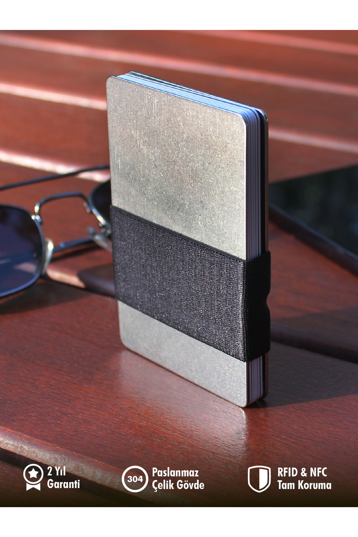 Morveno Metal Cüzdan & Kartlık - Pratik, Şık, Minimalist, NFC & RFID Koruma- Maceracı Plus
