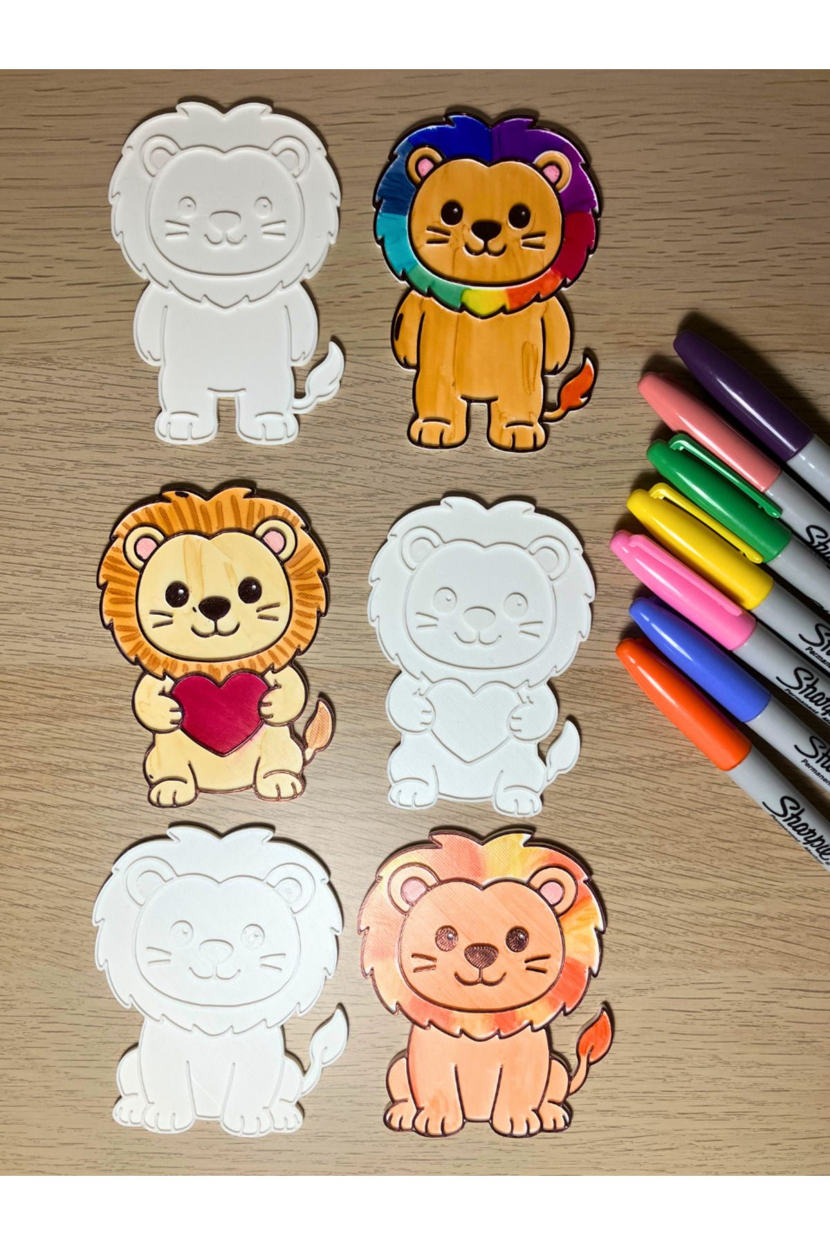 printastic 3'lü Kendin Boya Aslan Eğitici Beceri Standlı