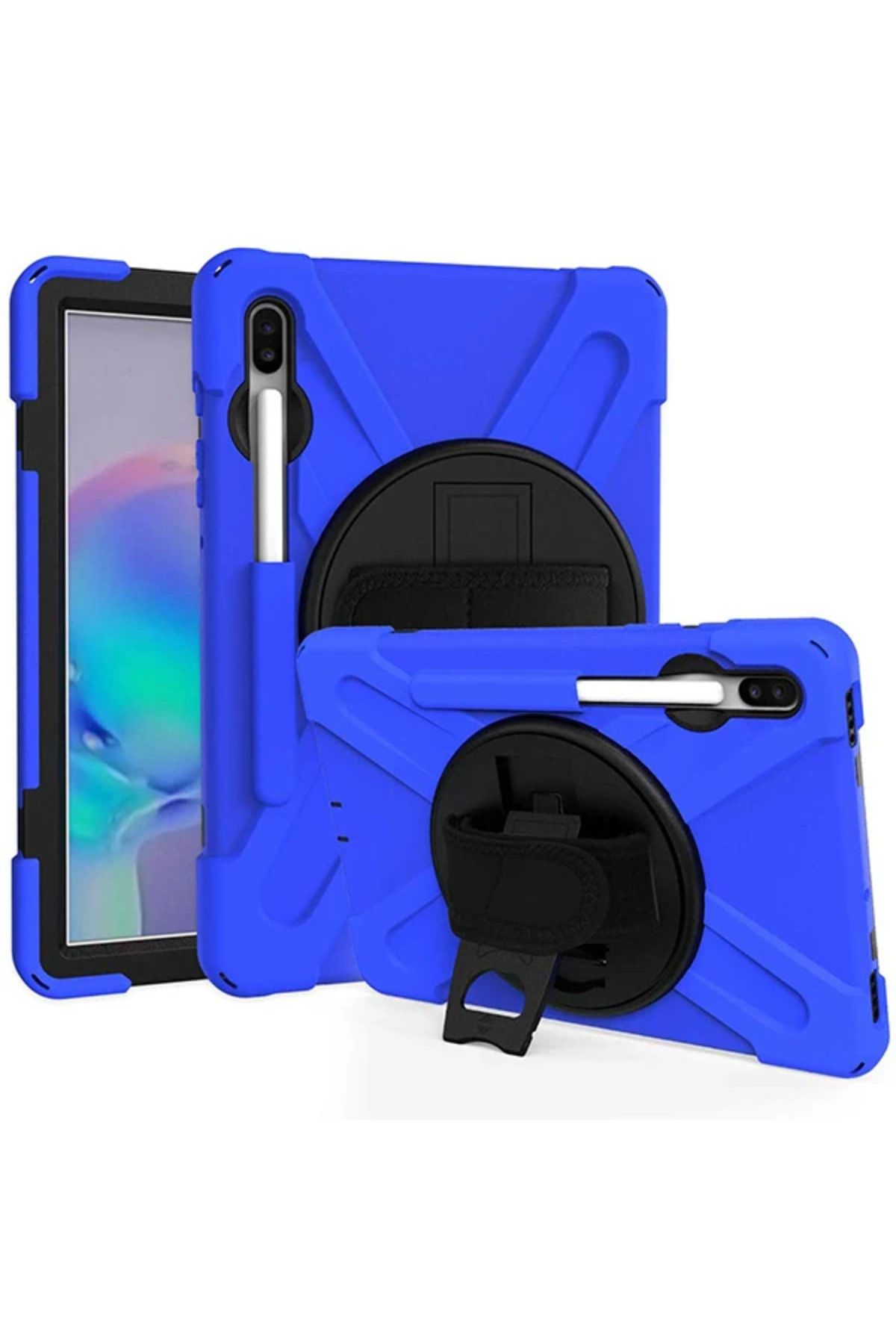 Uyguna Kapında Ally Sm Galaxy Tab S6 10.5 T860 Shockproof 3 Katmanlı Standlı Zırh Kılıf Kalem - SVU4943-8018