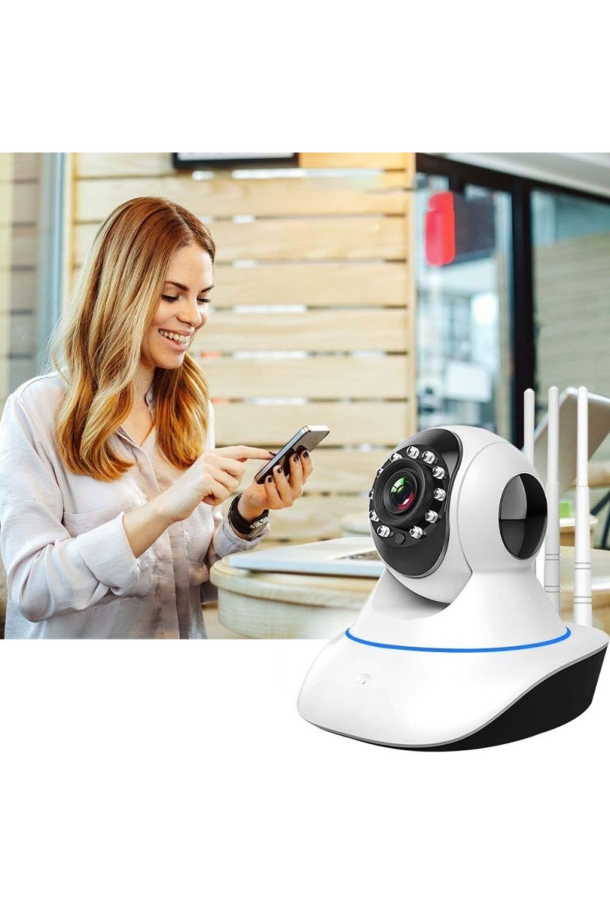 TECHSTAR-Cameră de supraveghere IP D20 PTZ, fără fir, 355°, 720p, LED IR, senzor de mișcare, microfon, S 5