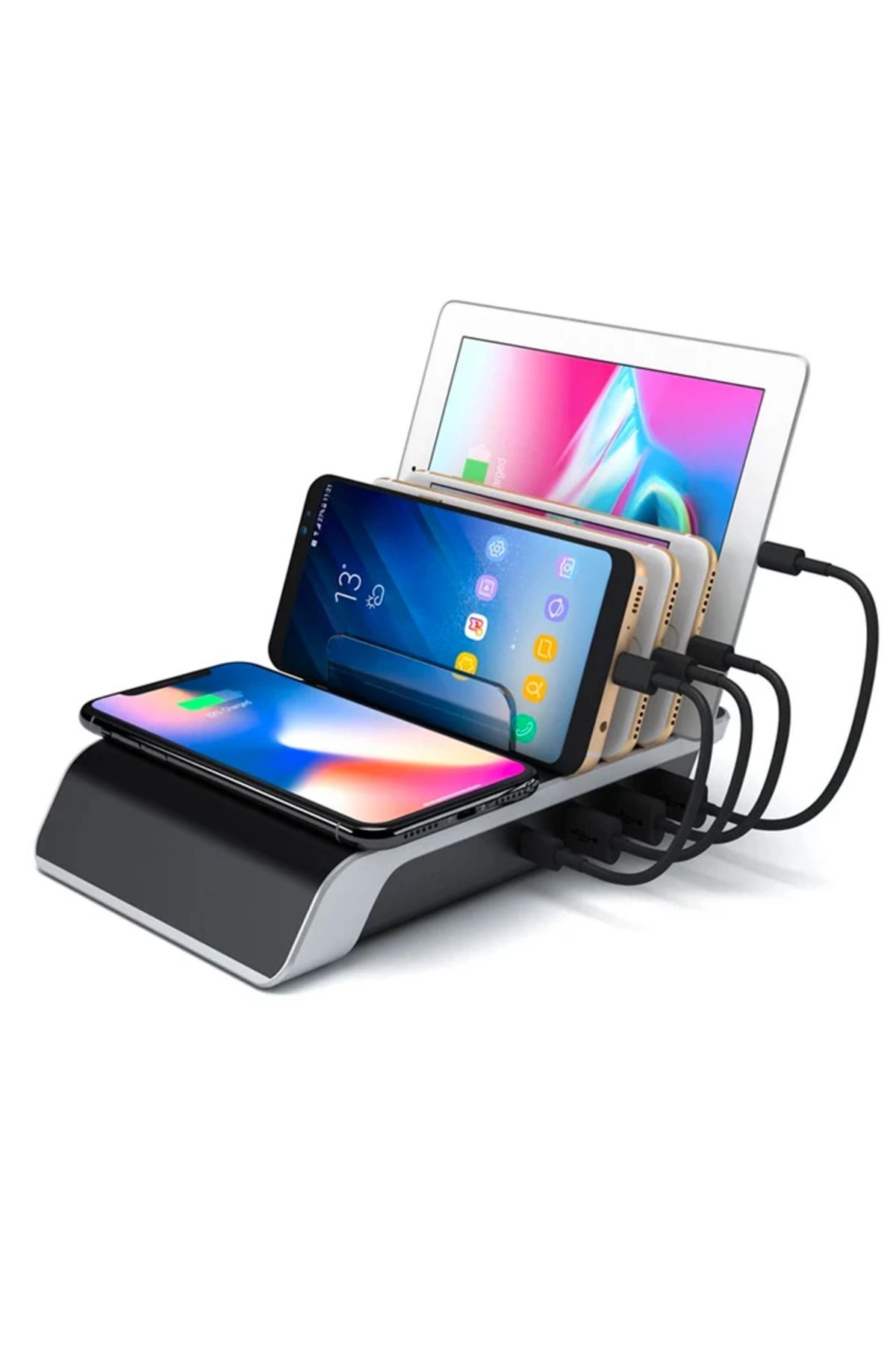 Mobil Dünyası ALLY Multiport 10W Wireless Kablosuz Şarj Cihazı Organizer Stand-(5775) - DGL2462-6946