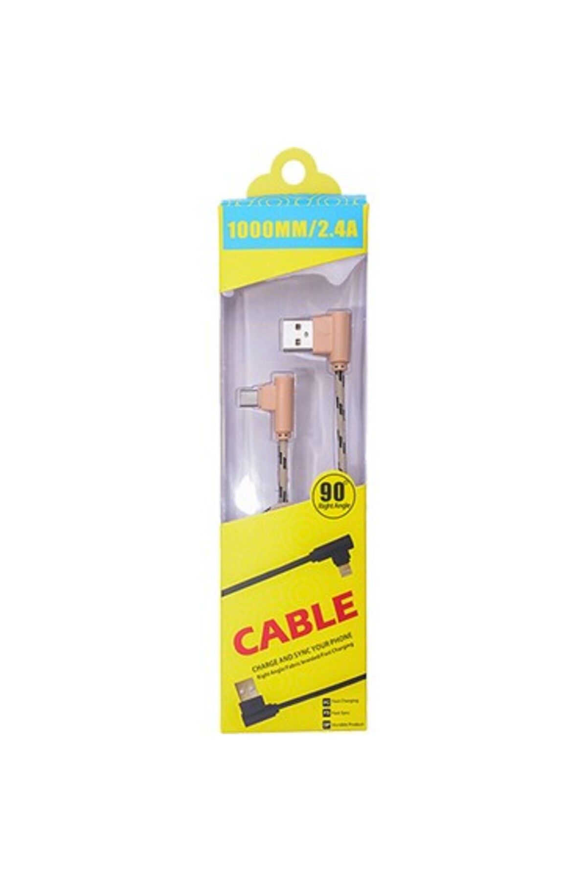ONE Ally Usb Type-C Eğik Başlı Halat Usb Kablo 2 Metre-(5775) - CDY7617-4652