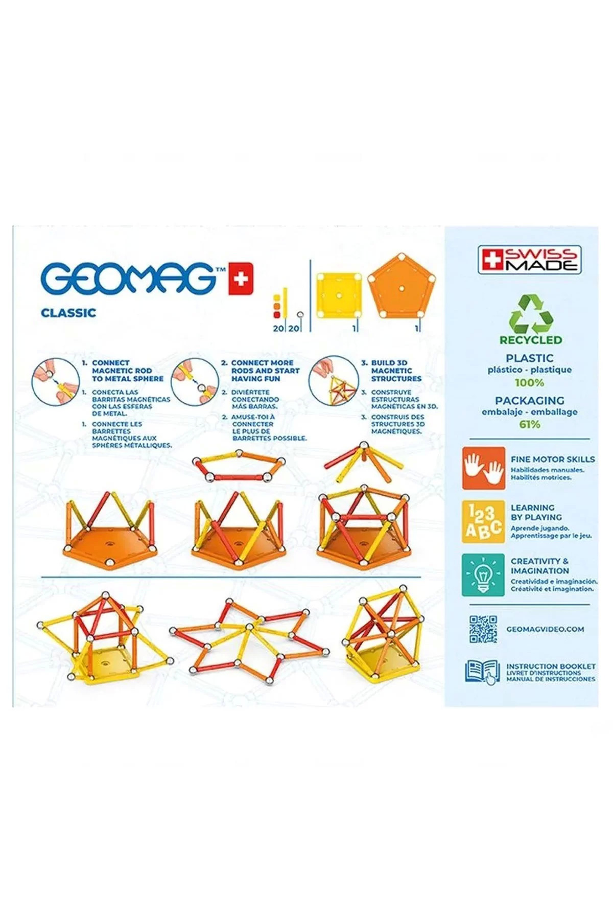 NEWBRENDHOME Öğretici Eğitici Oyuncaklar Geomag Classic Manyetik Zeka Oyunu 42 Parça Kız Erkek Çocuk Oyuncak fotoğrafı 3 (önizleme)