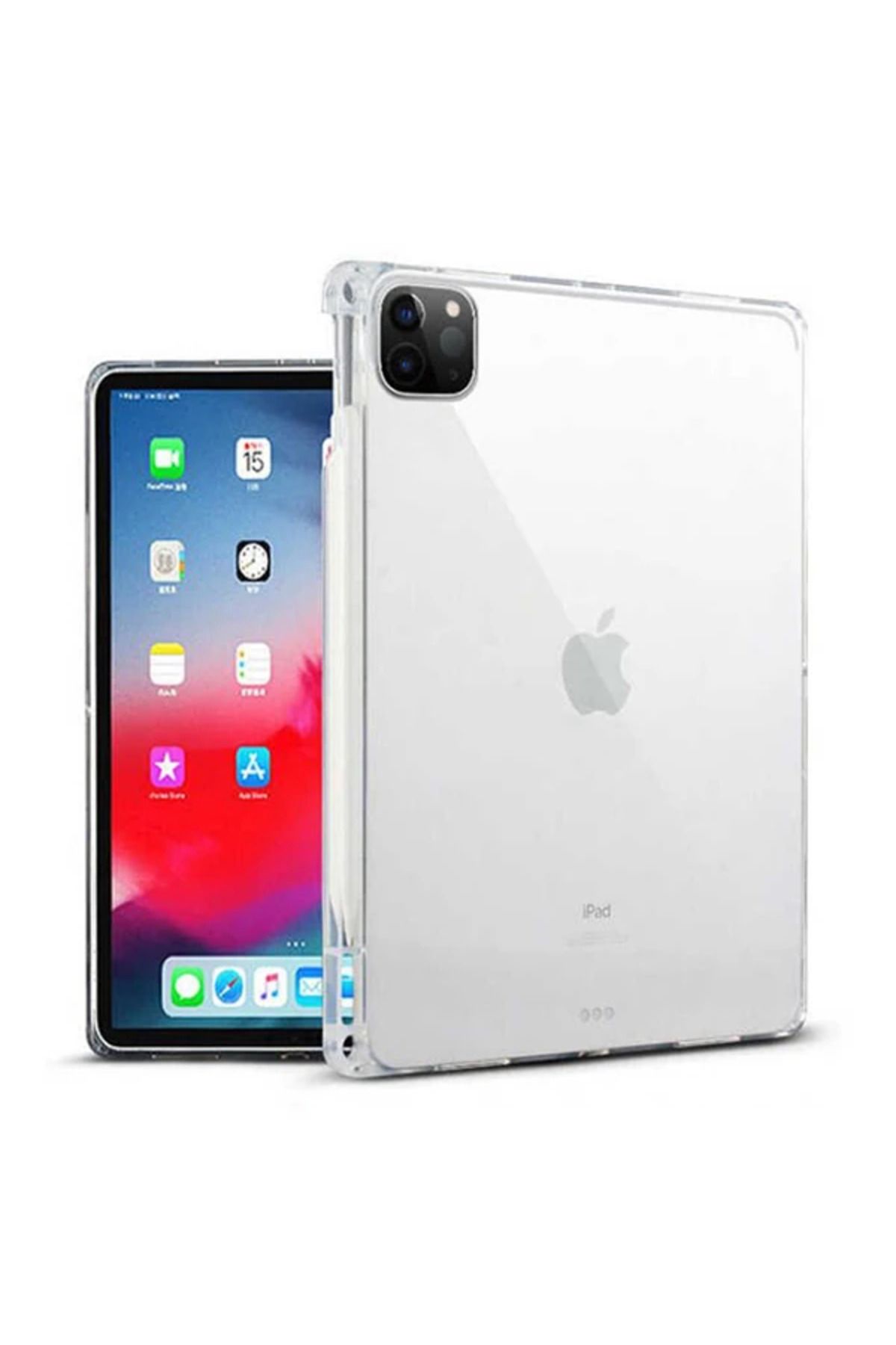 Uyguna Kapında ALLY iPad Pro 11-inch (2021)-(2020)-(2018) Kalem Yerli Şeffaf Silikon Kılıf-(5775 - SVU4105-4420