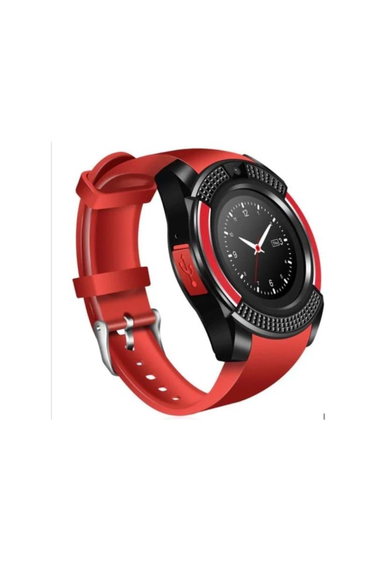 TECHSTAR-Watch Smartwatch V8 Red HandsFree Bluetooth 3.0 Micro SIM Android Camera 1.3MP 6