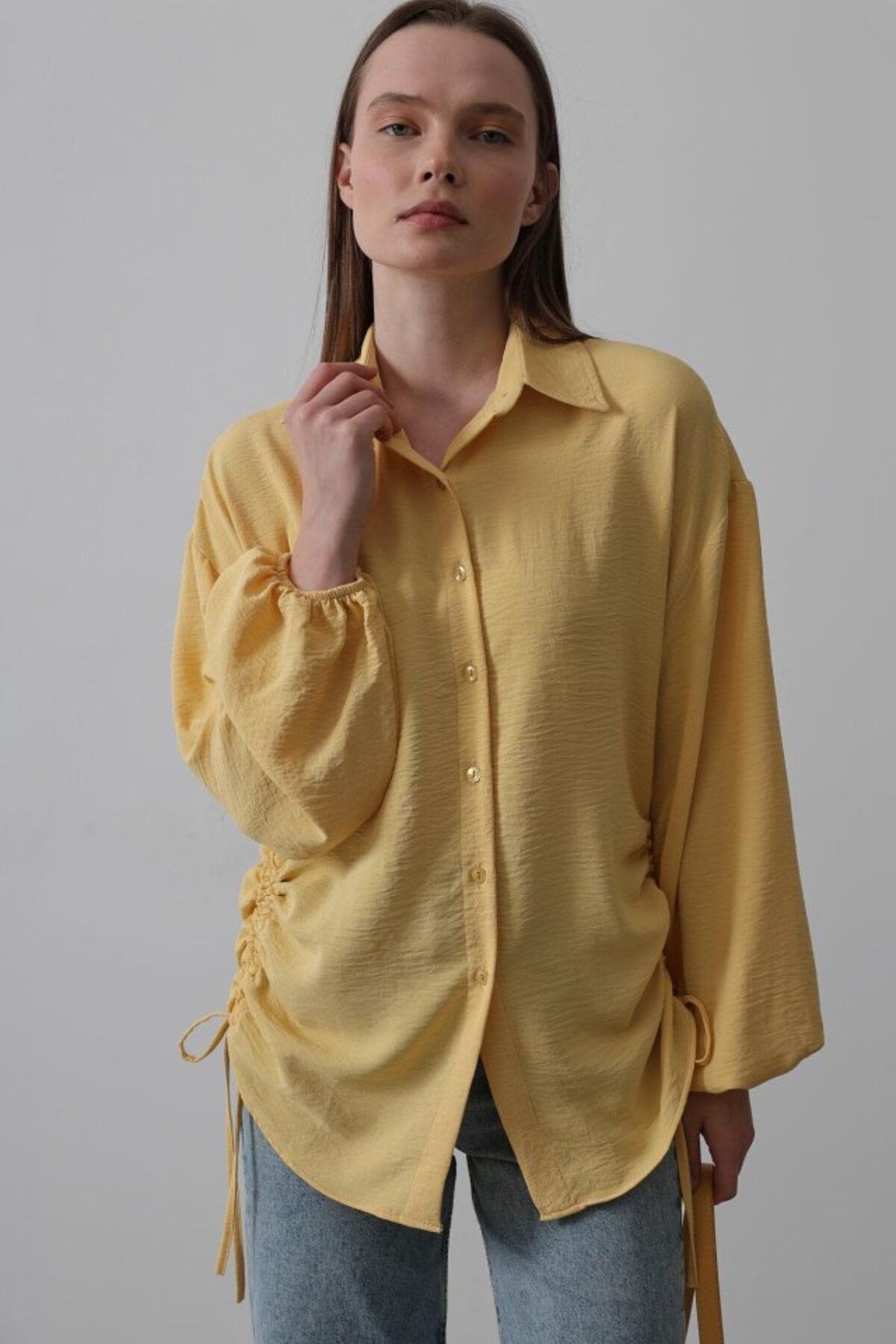 ETİLER COLLECTION Biye Detaylı Ayrobin Gömlek - Sarı