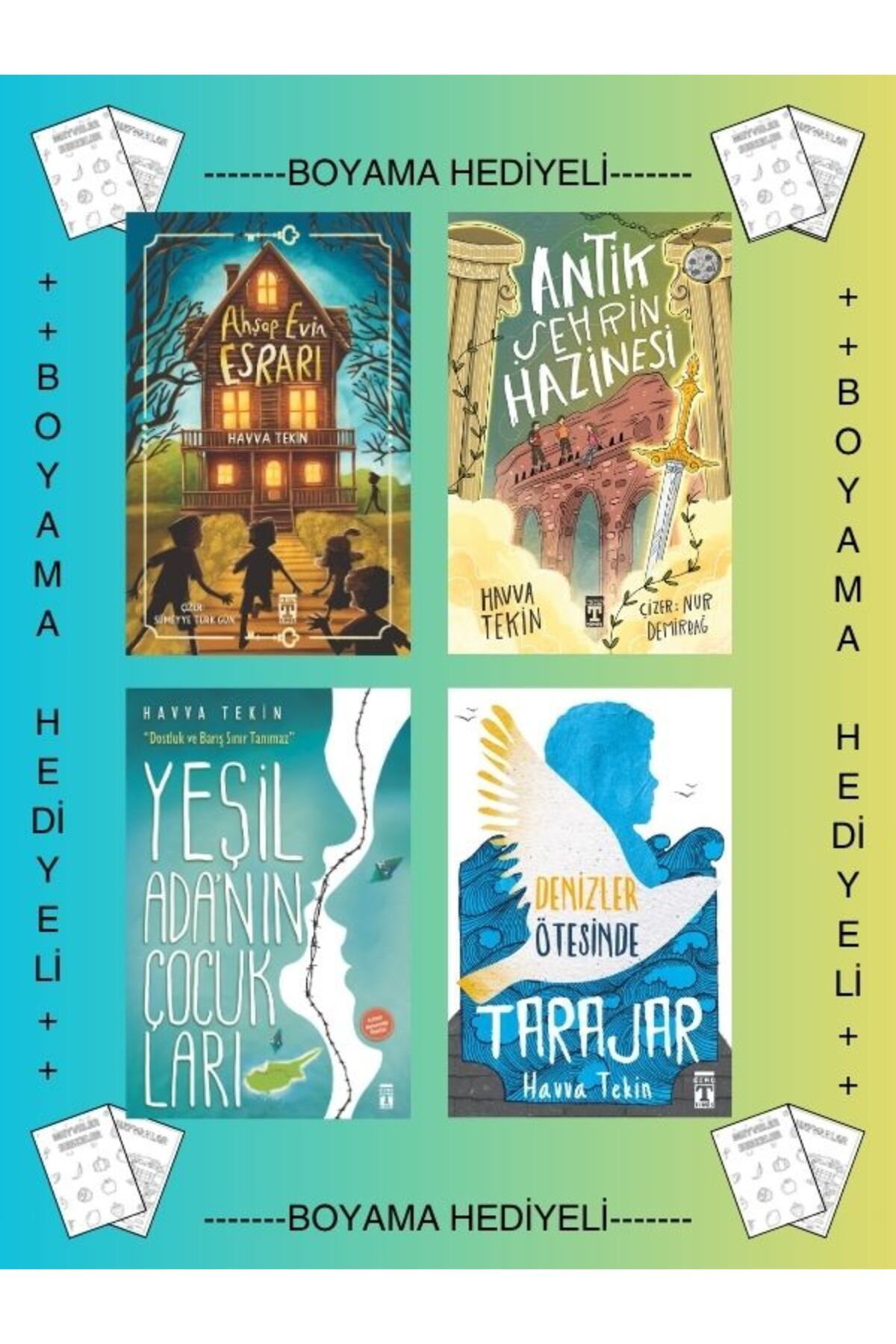 Timaş Yayınları Hediyeli- Havva Tekin Antik Şehrin Hazinesi Ahşap Evin Esrarı Denizler Ötesinde Tarajar Yeşil Adanın